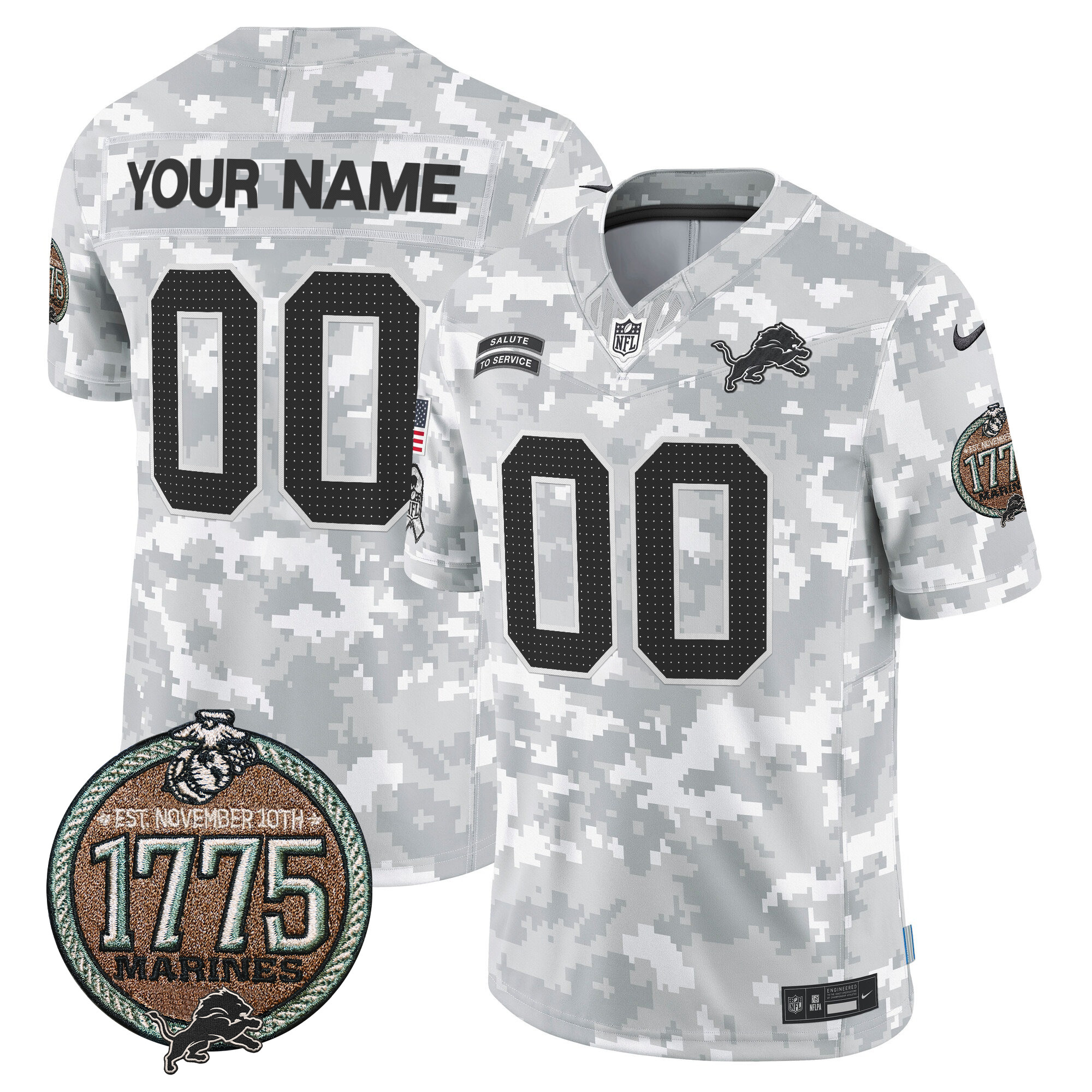 Detroit Lions 2024 Salute to Service Establishment Year Patch Vapor Limited Custom Jersey - All Stitched