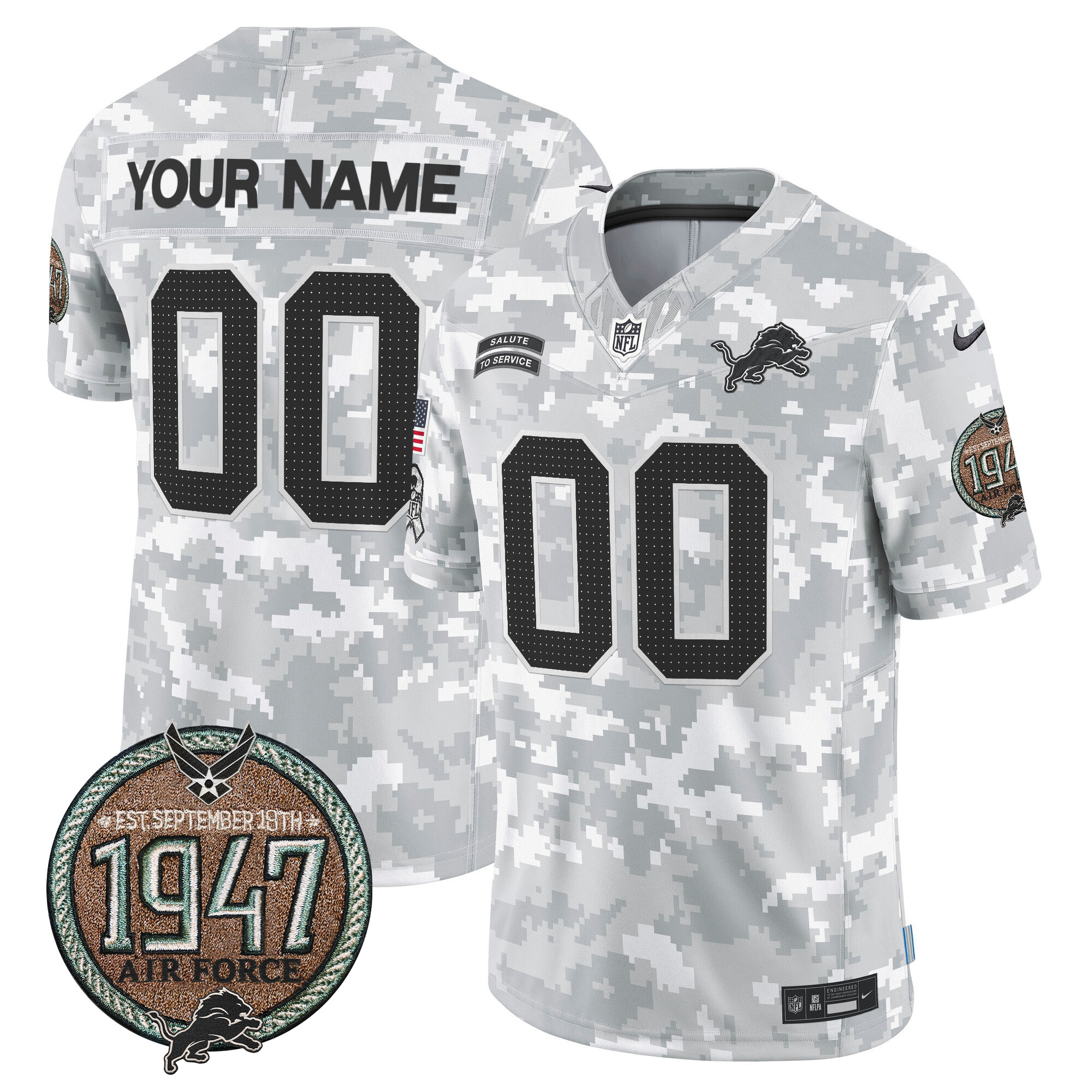 Detroit Lions 2024 Salute to Service Establishment Year Patch Vapor Limited Custom Jersey - All Stitched - Image 4