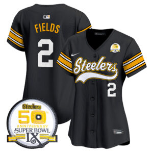 Women's Steelers 50th Anniversary Of Super Bowl IX Patch Vapor Premier Baseball Jersey - All Stitched