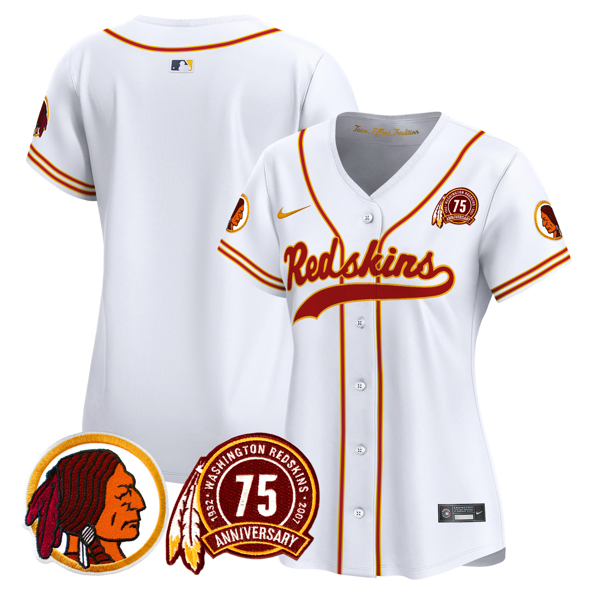 Women's Washington Redskins 75th Patch Throwback Vapor Premier Limited Jersey - All Stitched - Image 40