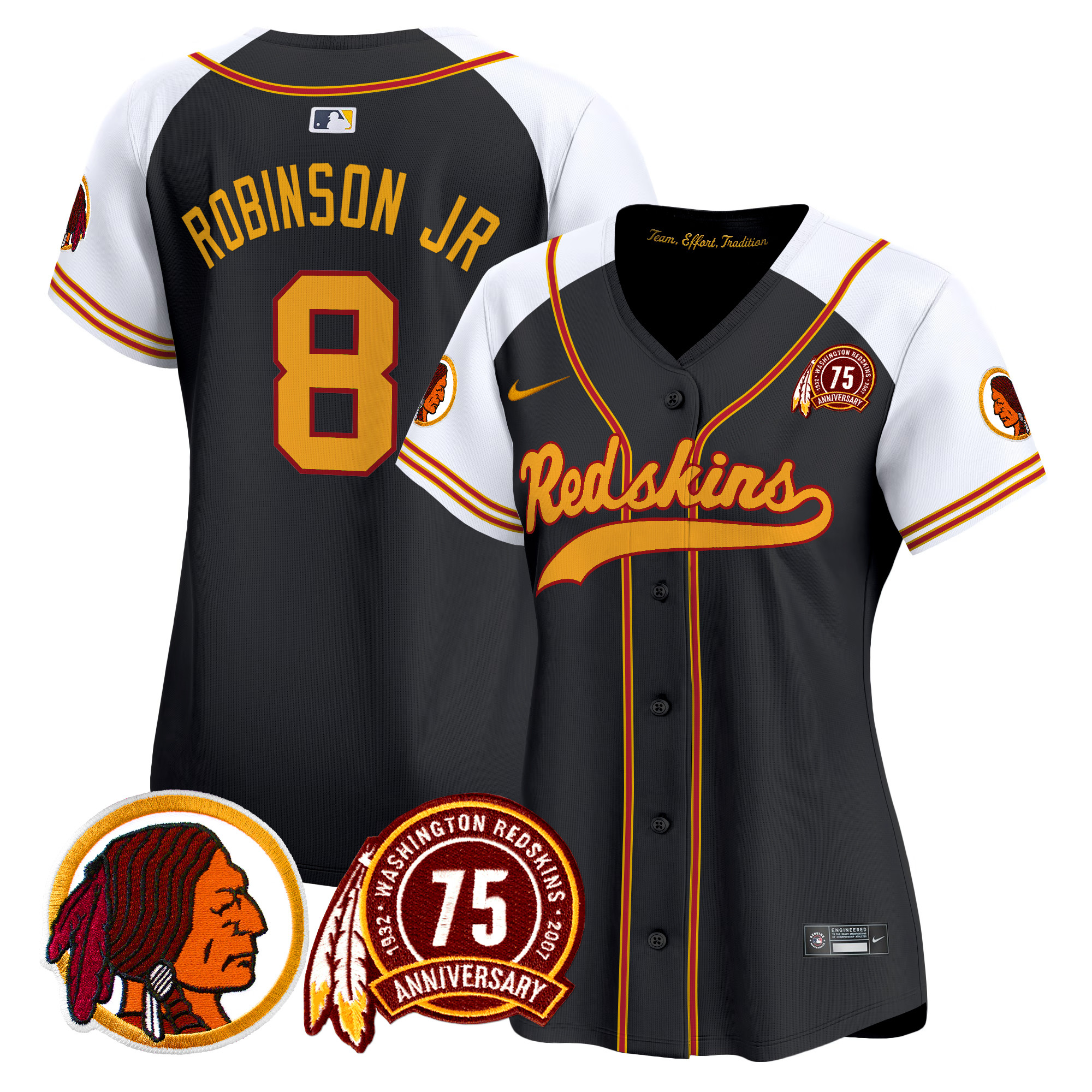 Women's Washington Redskins 75th Patch Throwback Vapor Premier Limited Jersey - All Stitched - Image 10