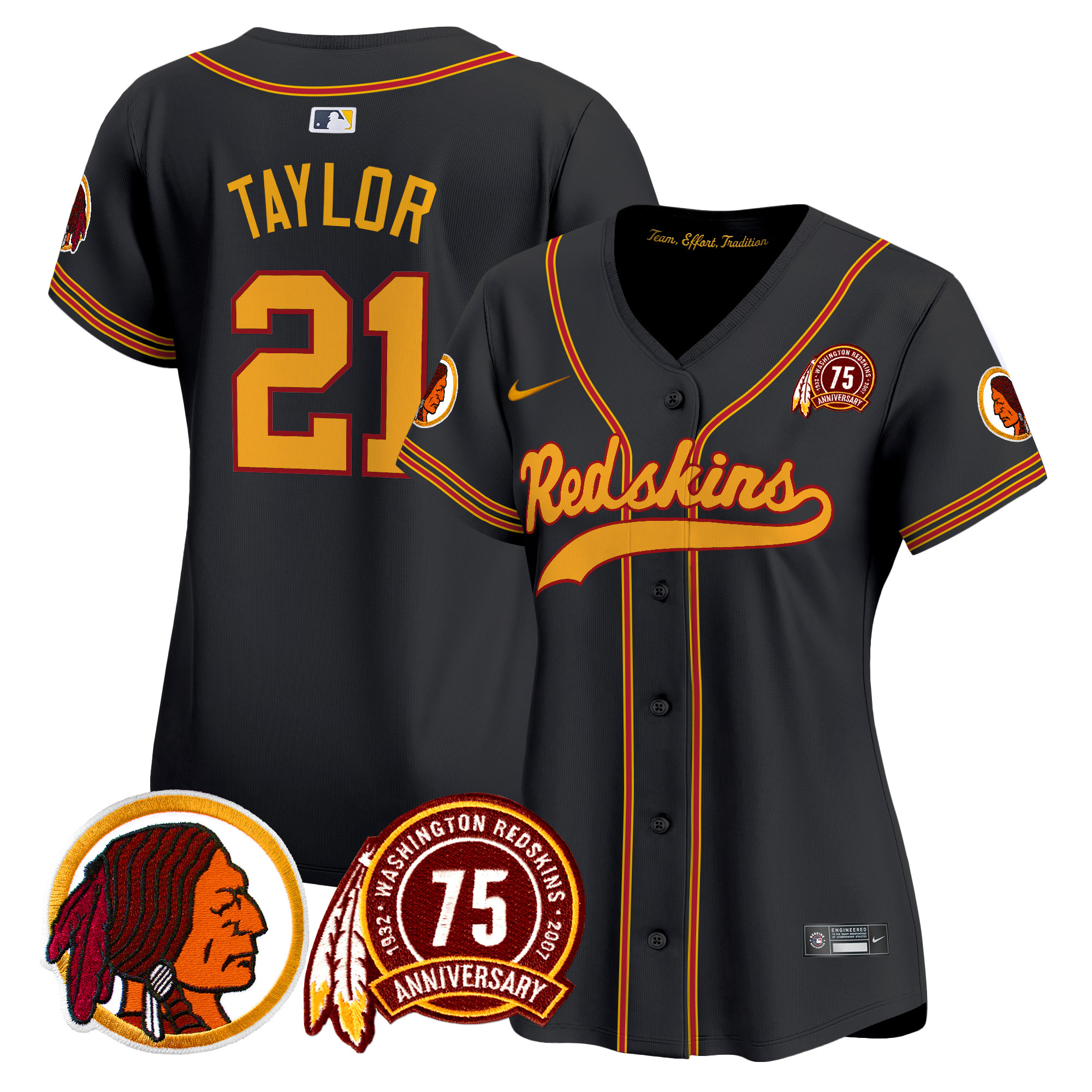 Women's Washington Redskins 75th Patch Throwback Vapor Premier Limited Jersey - All Stitched - Image 22