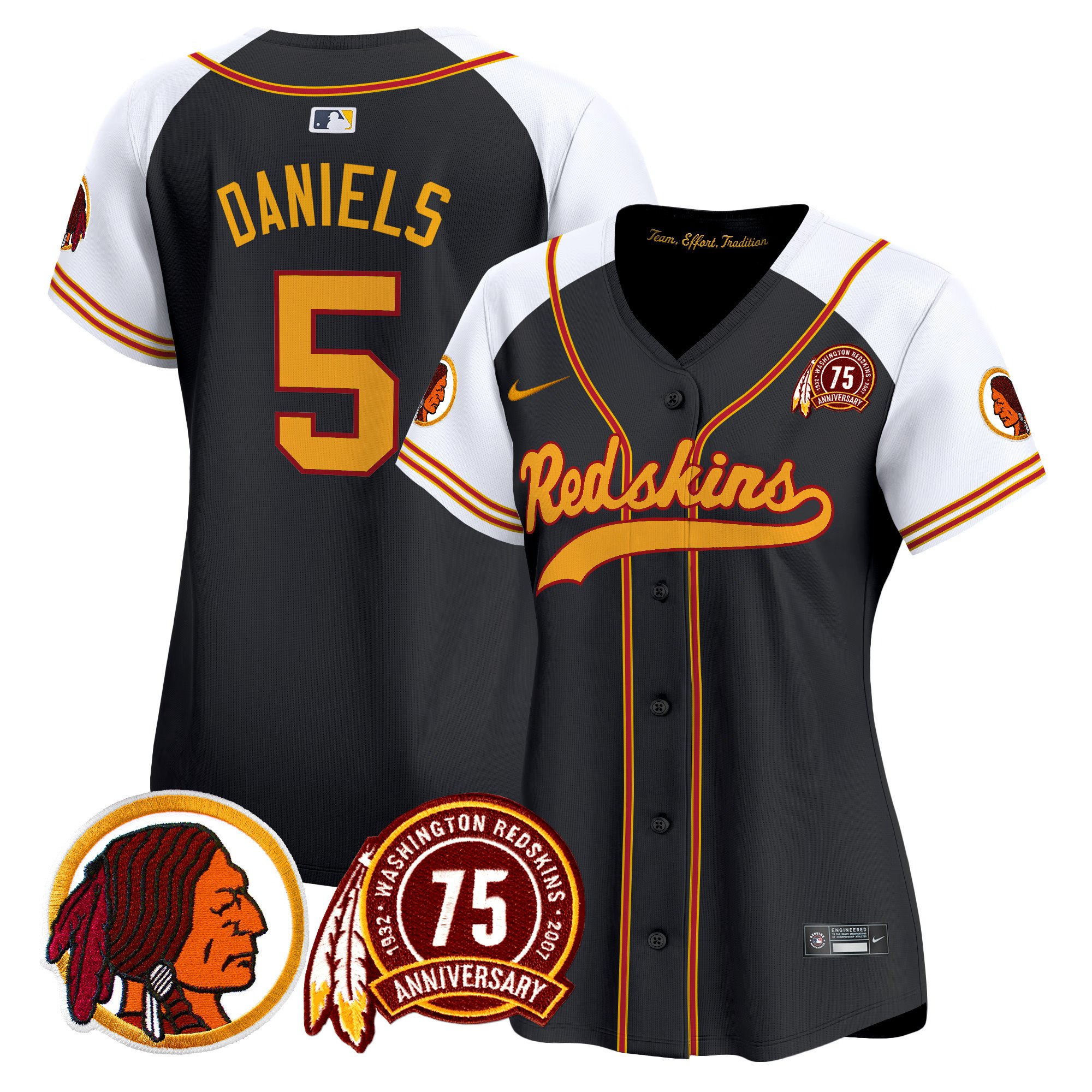 Women's Washington Redskins 75th Patch Throwback Vapor Premier Limited Jersey - All Stitched - Image 9