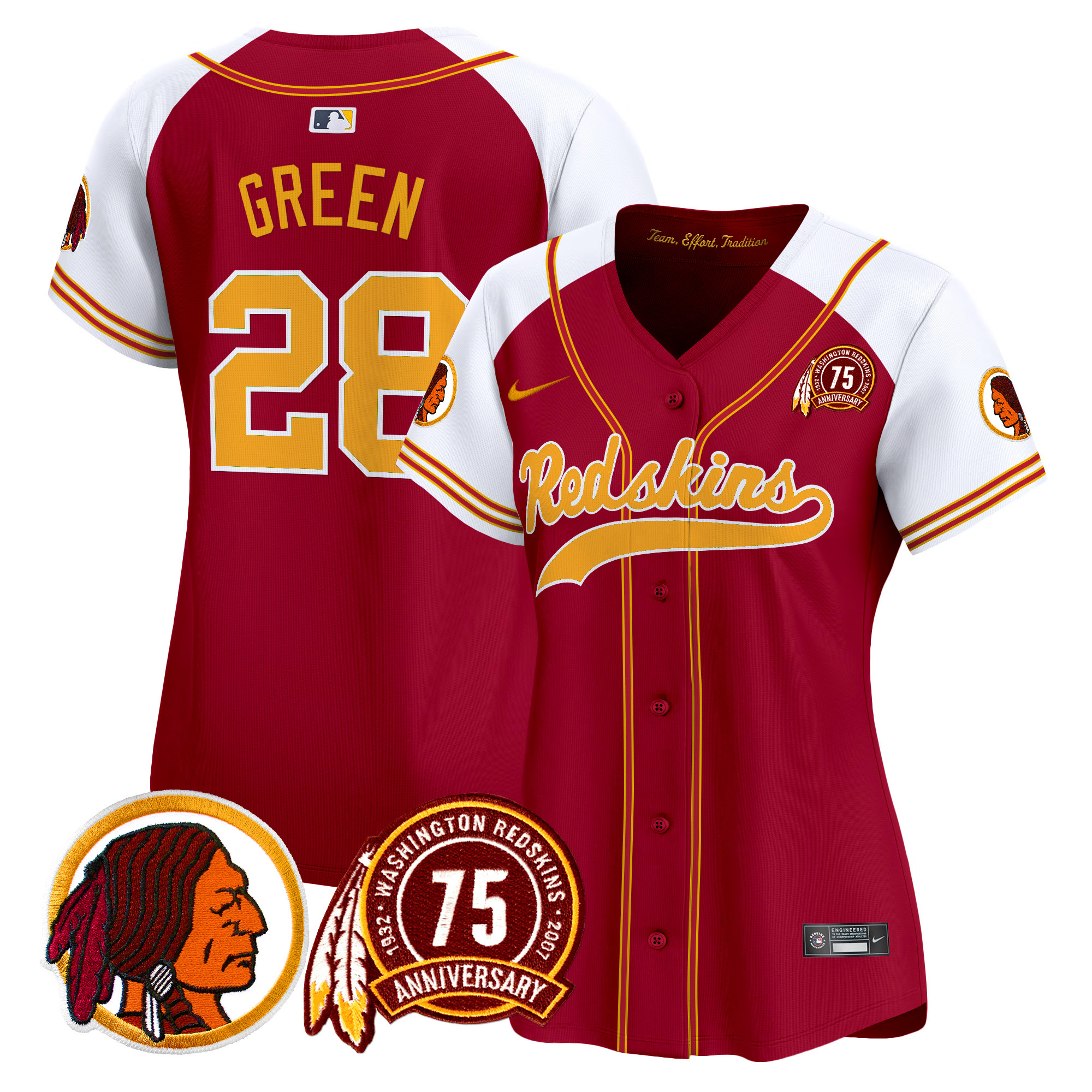 Women's Washington Redskins 75th Patch Throwback Vapor Premier Limited Jersey - All Stitched - Image 7