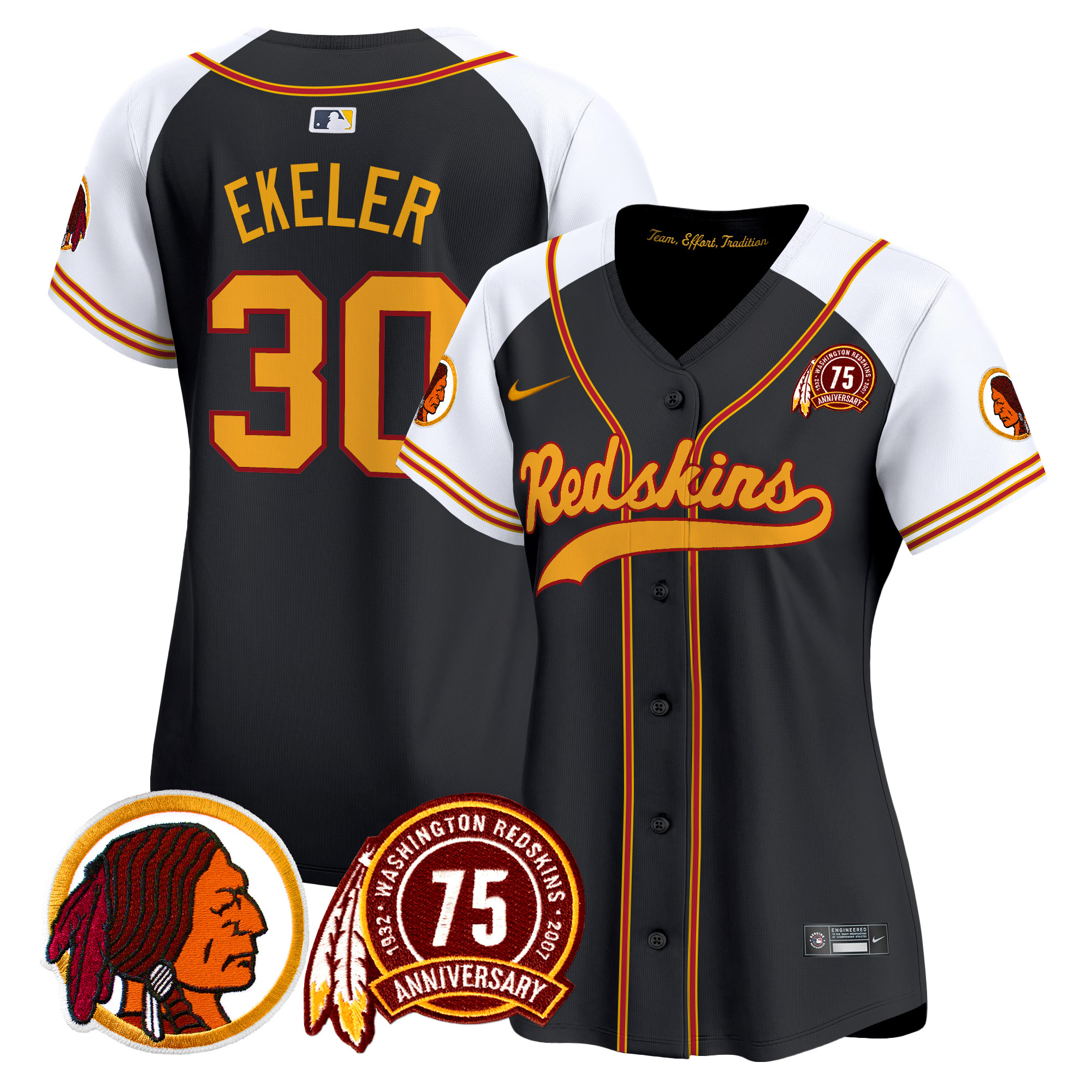 Women's Washington Redskins 75th Patch Throwback Vapor Premier Limited Jersey - All Stitched - Image 11
