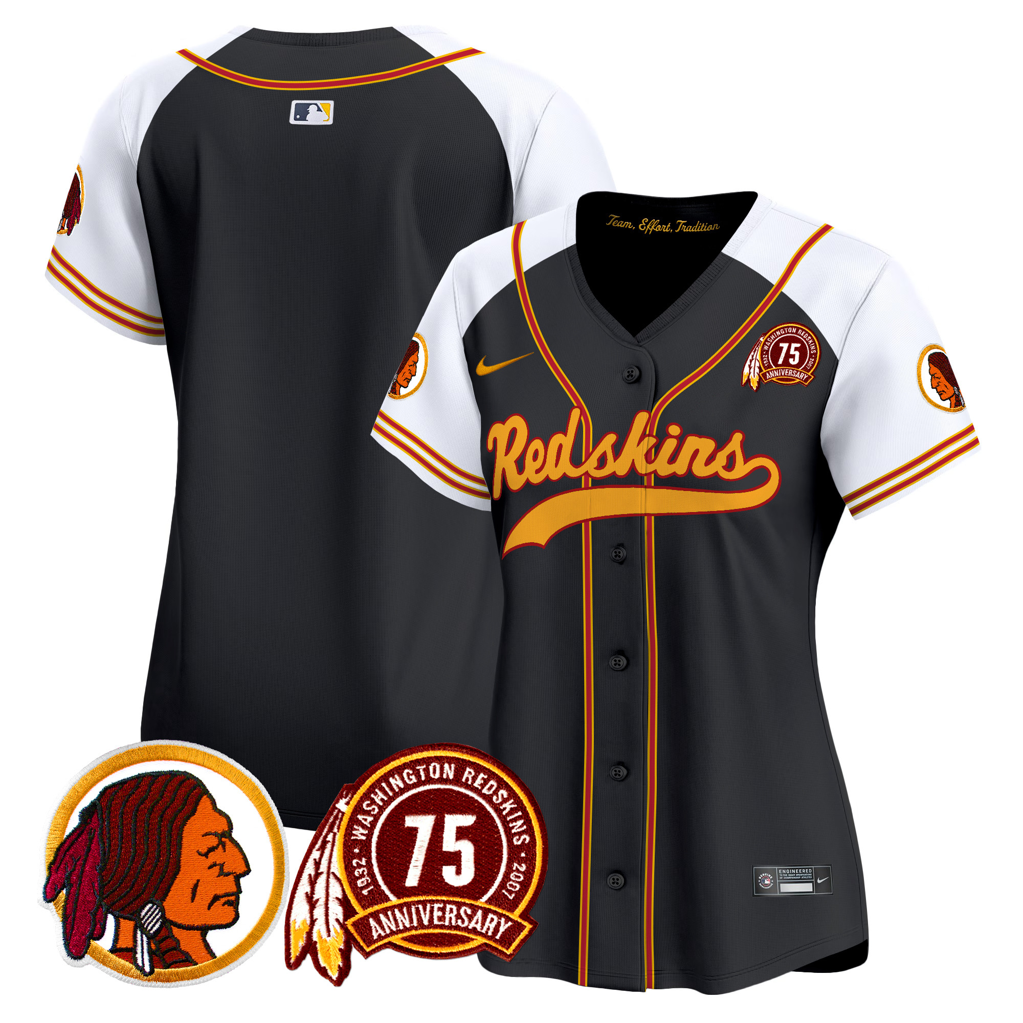 Women's Washington Redskins 75th Patch Throwback Vapor Premier Limited Jersey - All Stitched - Image 16