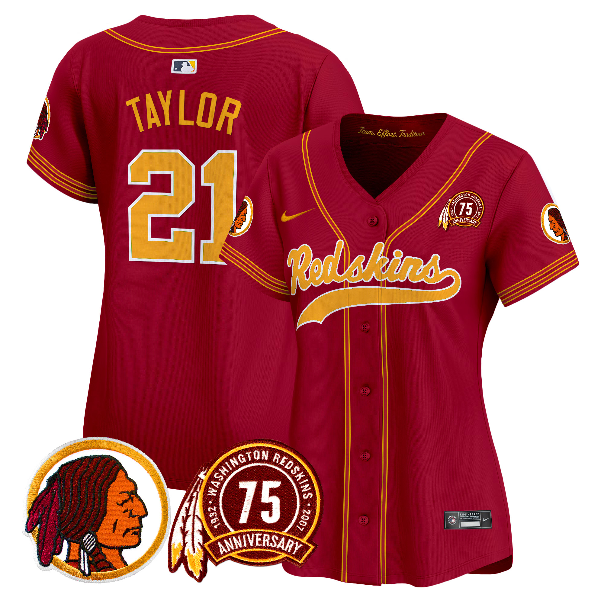 Women's Washington Redskins 75th Patch Throwback Vapor Premier Limited Jersey - All Stitched - Image 30