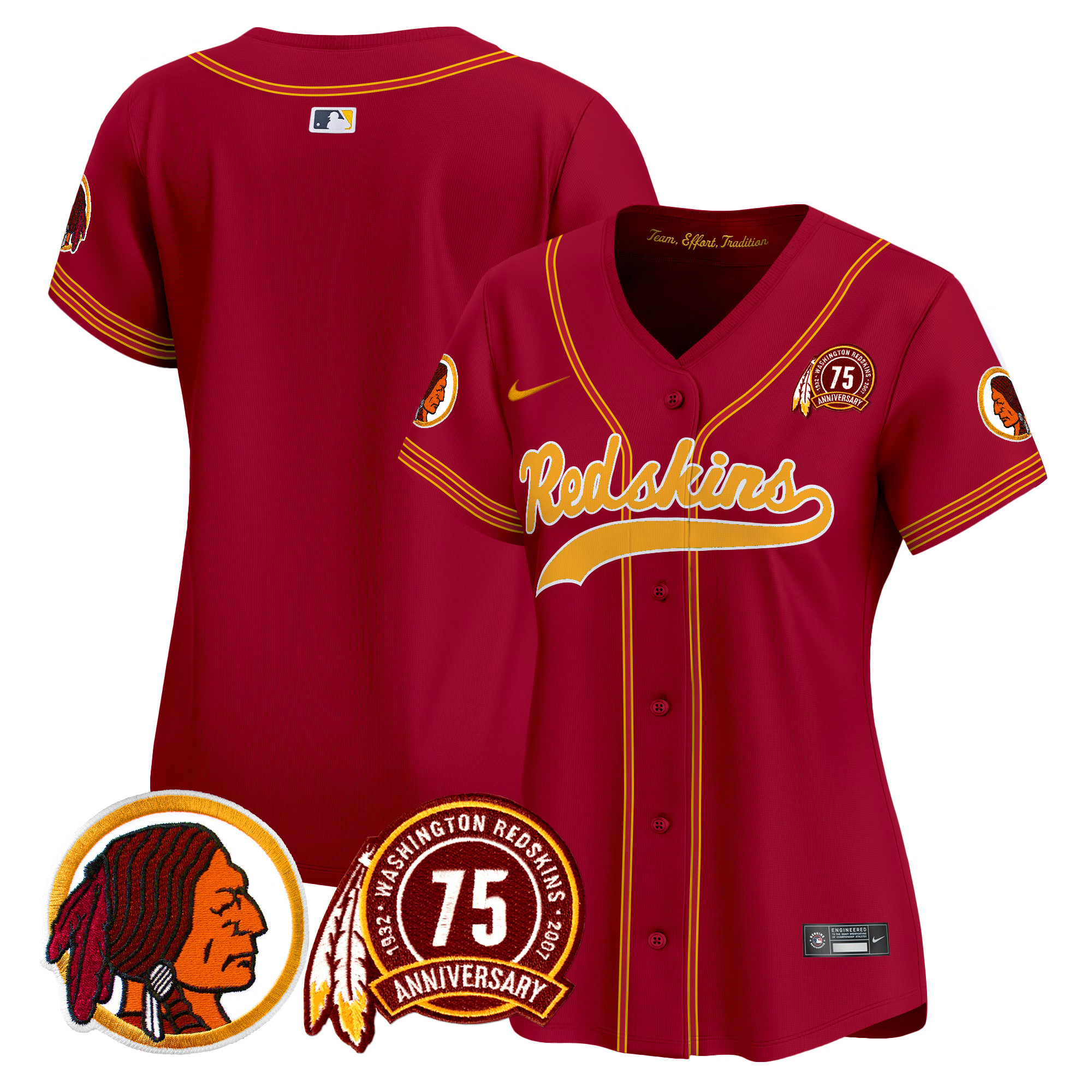 Women's Washington Redskins 75th Patch Throwback Vapor Premier Limited Jersey - All Stitched - Image 32