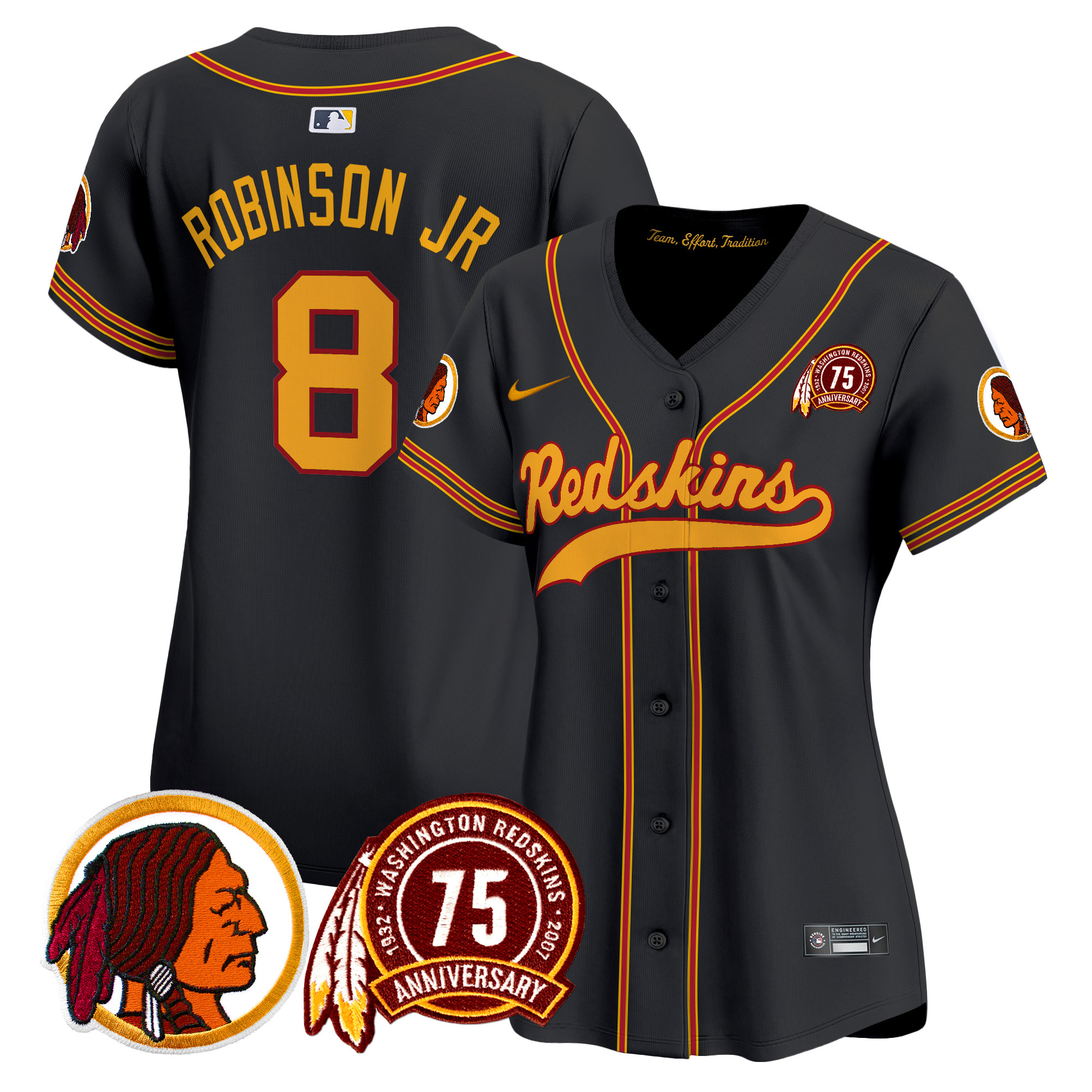 Women's Washington Redskins 75th Patch Throwback Vapor Premier Limited Jersey - All Stitched - Image 18