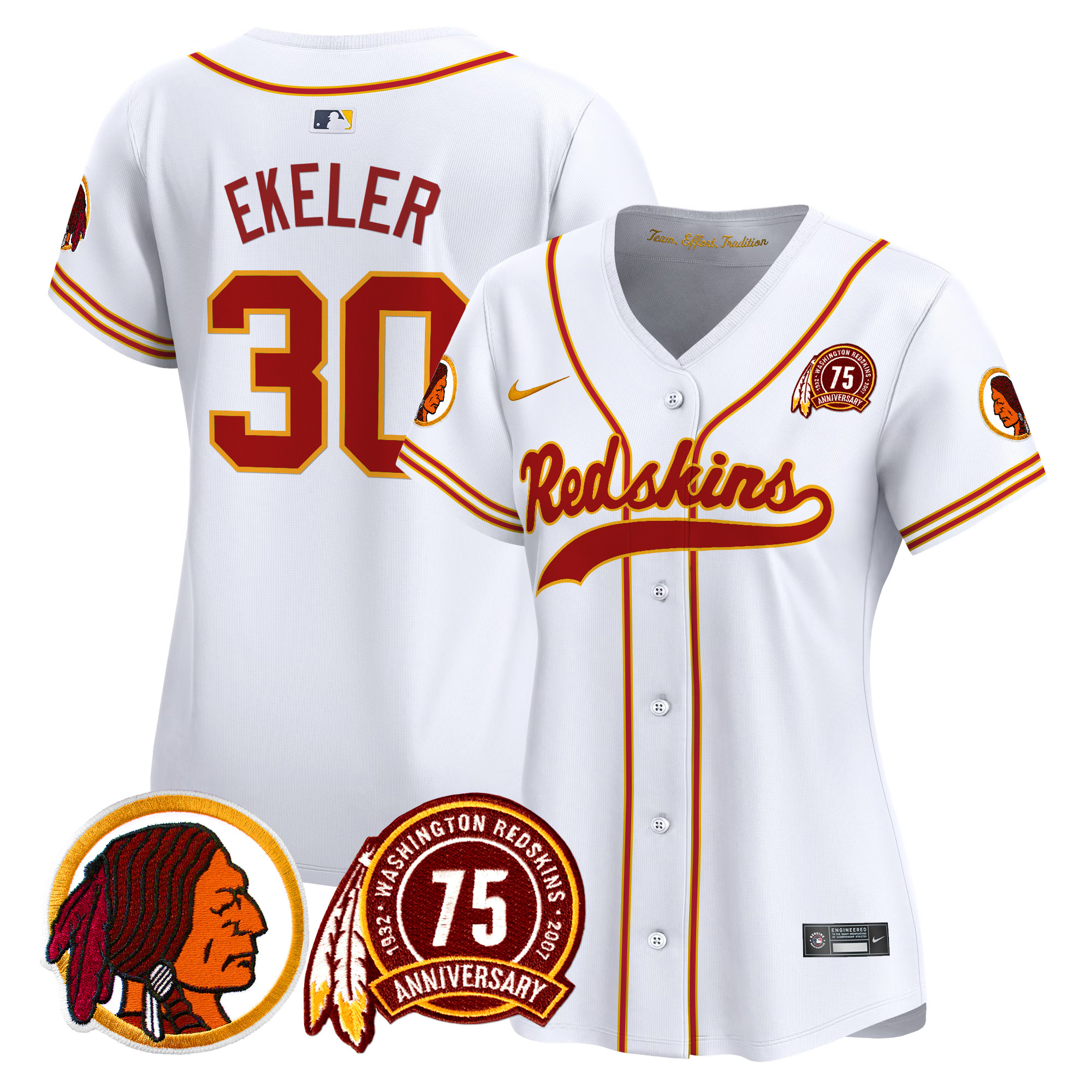 Women's Washington Redskins 75th Patch Throwback Vapor Premier Limited Jersey - All Stitched - Image 35