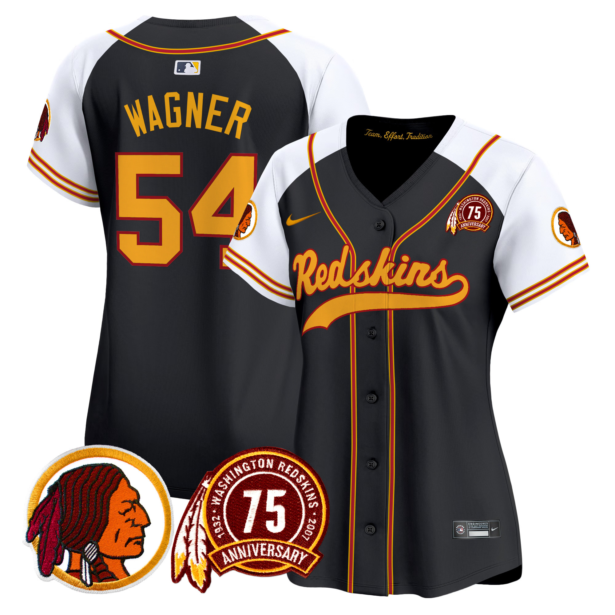 Women's Washington Redskins 75th Patch Throwback Vapor Premier Limited Jersey - All Stitched - Image 12