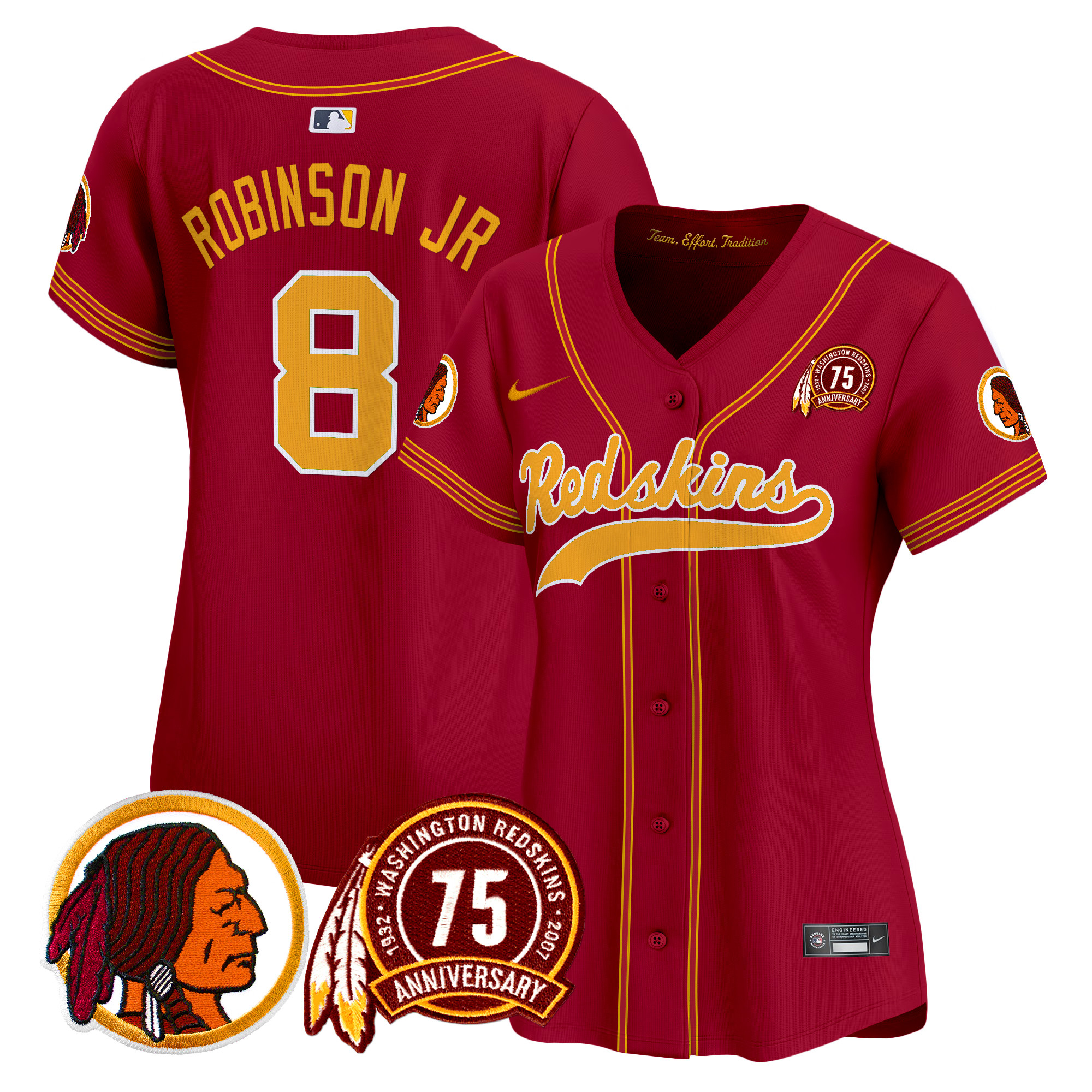 Women's Washington Redskins 75th Patch Throwback Vapor Premier Limited Jersey - All Stitched - Image 26