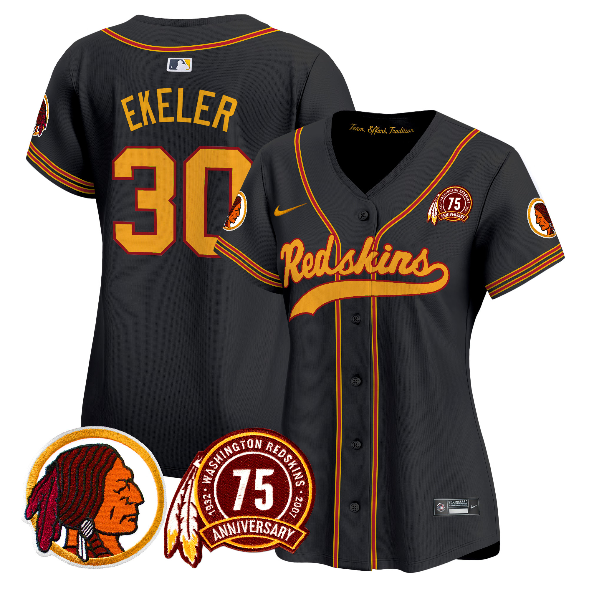 Women's Washington Redskins 75th Patch Throwback Vapor Premier Limited Jersey - All Stitched - Image 19