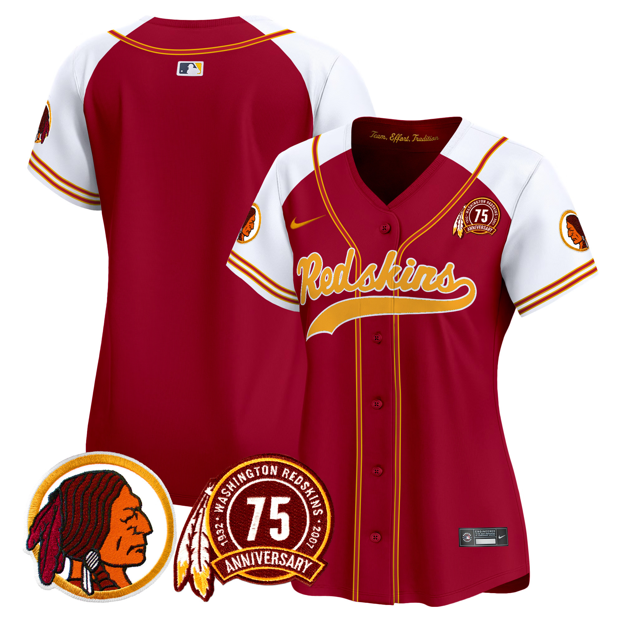 Women's Washington Redskins 75th Patch Throwback Vapor Premier Limited Jersey - All Stitched - Image 8