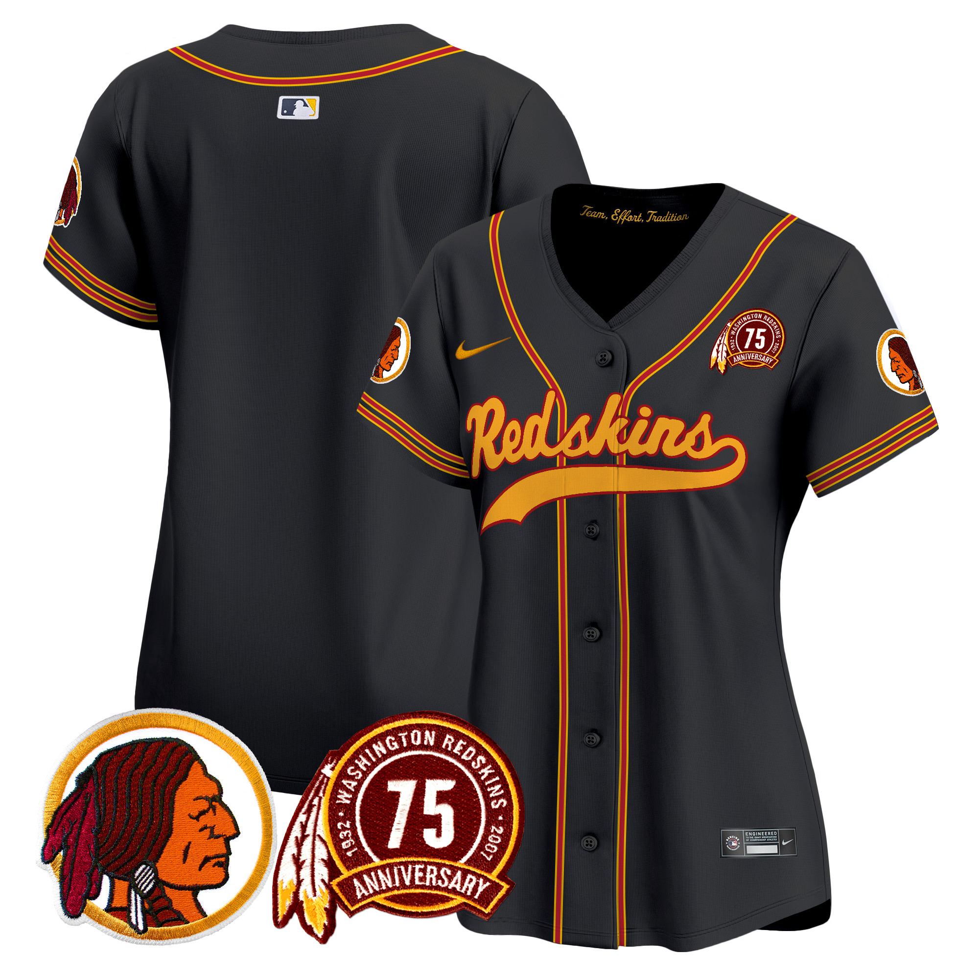 Women's Washington Redskins 75th Patch Throwback Vapor Premier Limited Jersey - All Stitched - Image 24