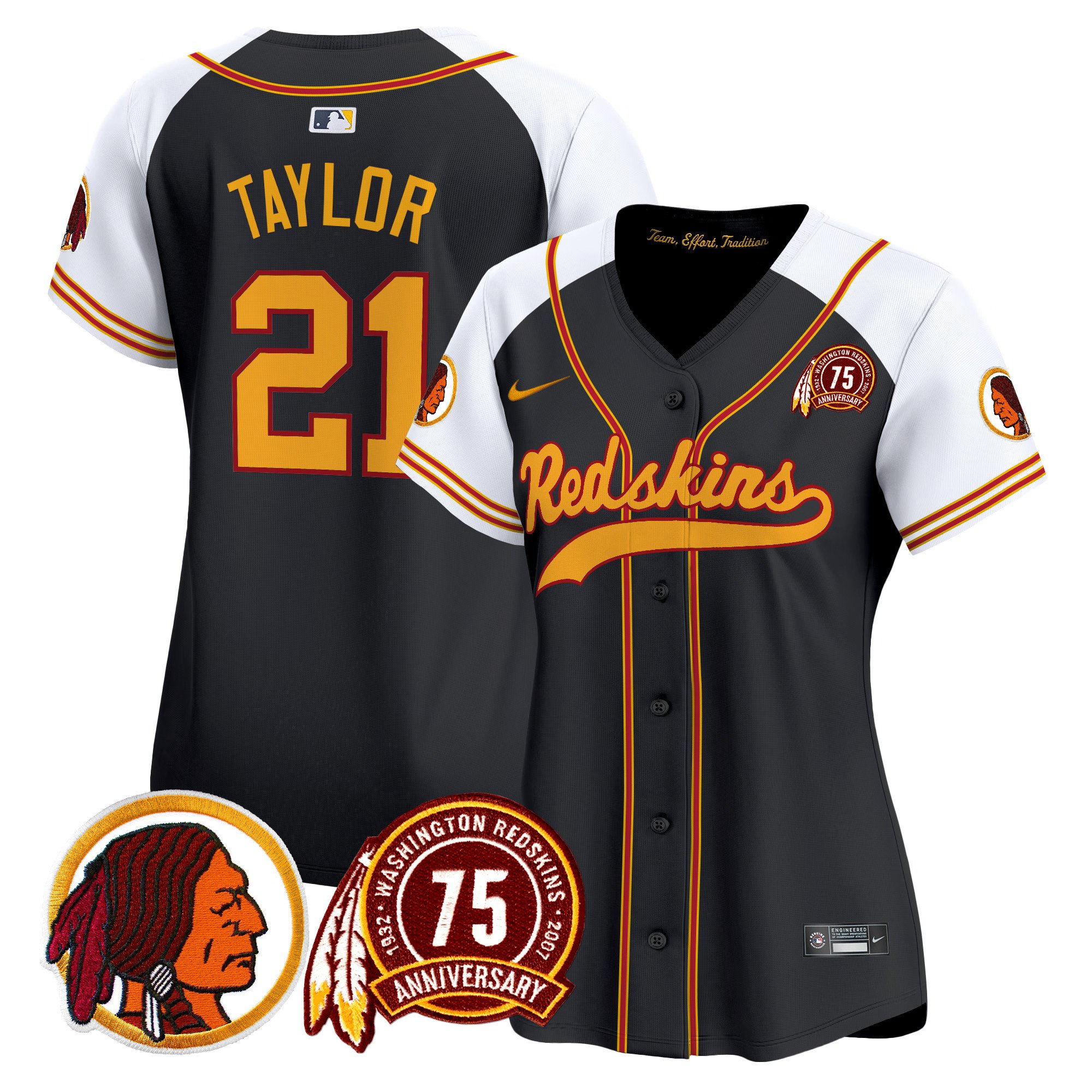 Women's Washington Redskins 75th Patch Throwback Vapor Premier Limited Jersey - All Stitched - Image 14