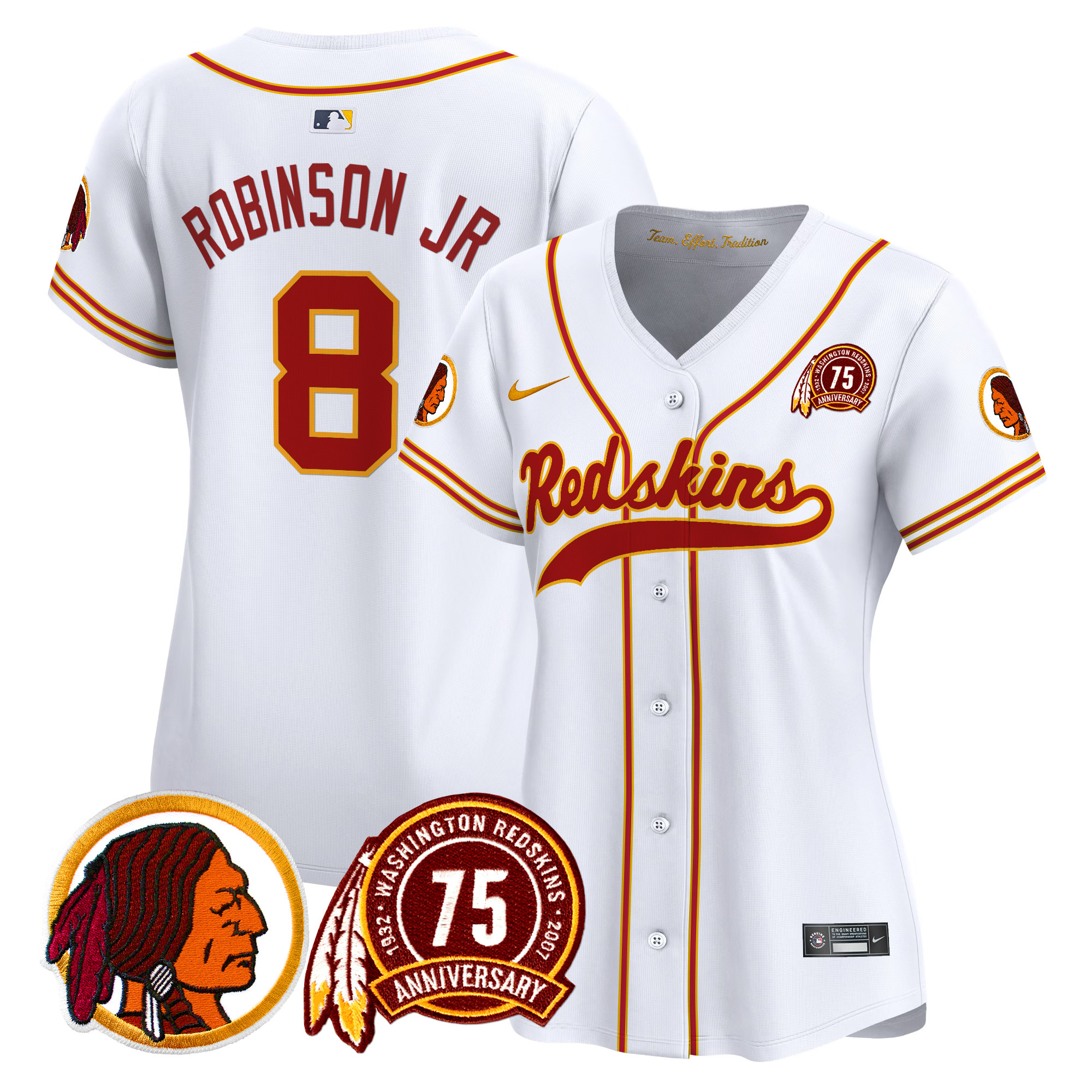 Women's Washington Redskins 75th Patch Throwback Vapor Premier Limited Jersey - All Stitched - Image 34