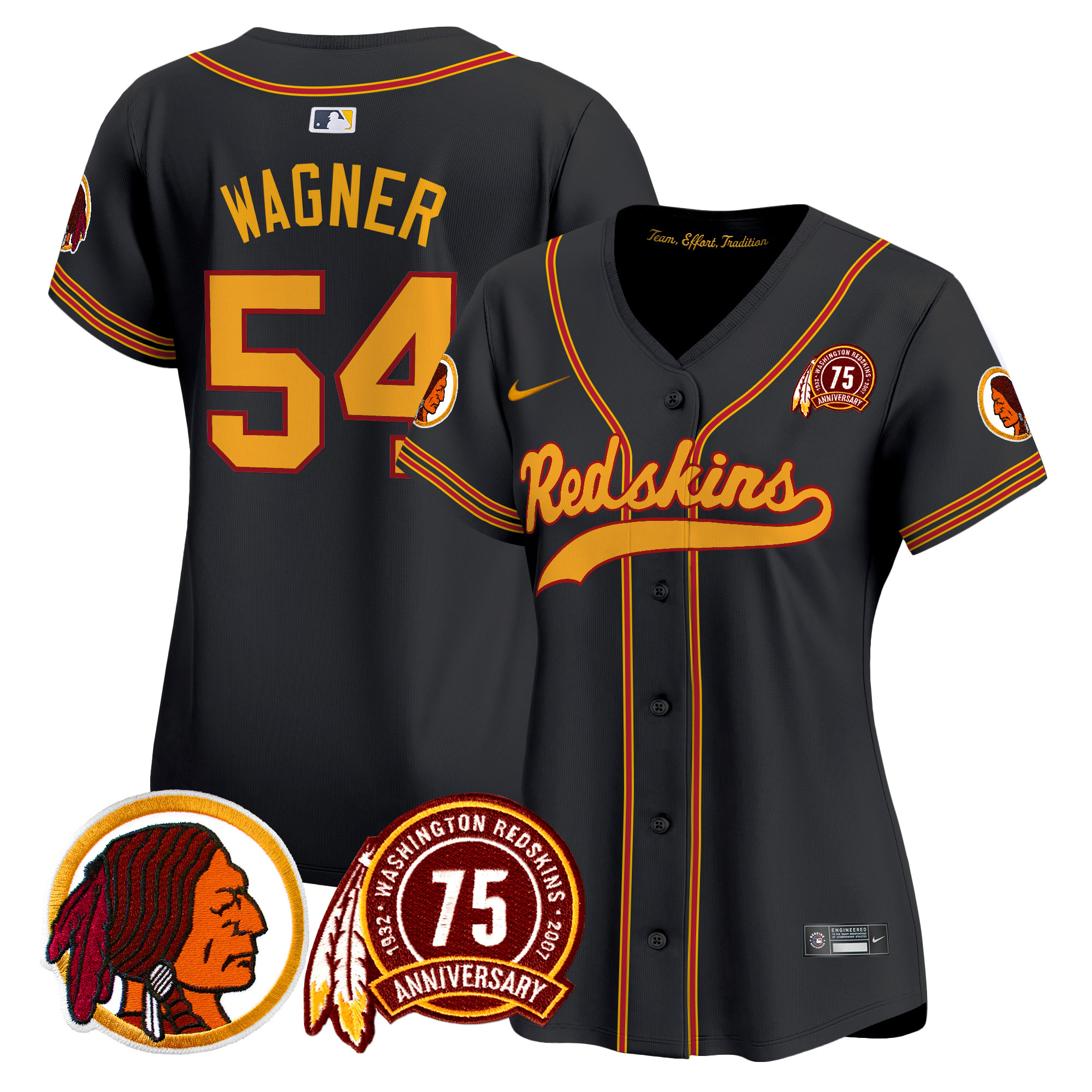 Women's Washington Redskins 75th Patch Throwback Vapor Premier Limited Jersey - All Stitched - Image 20