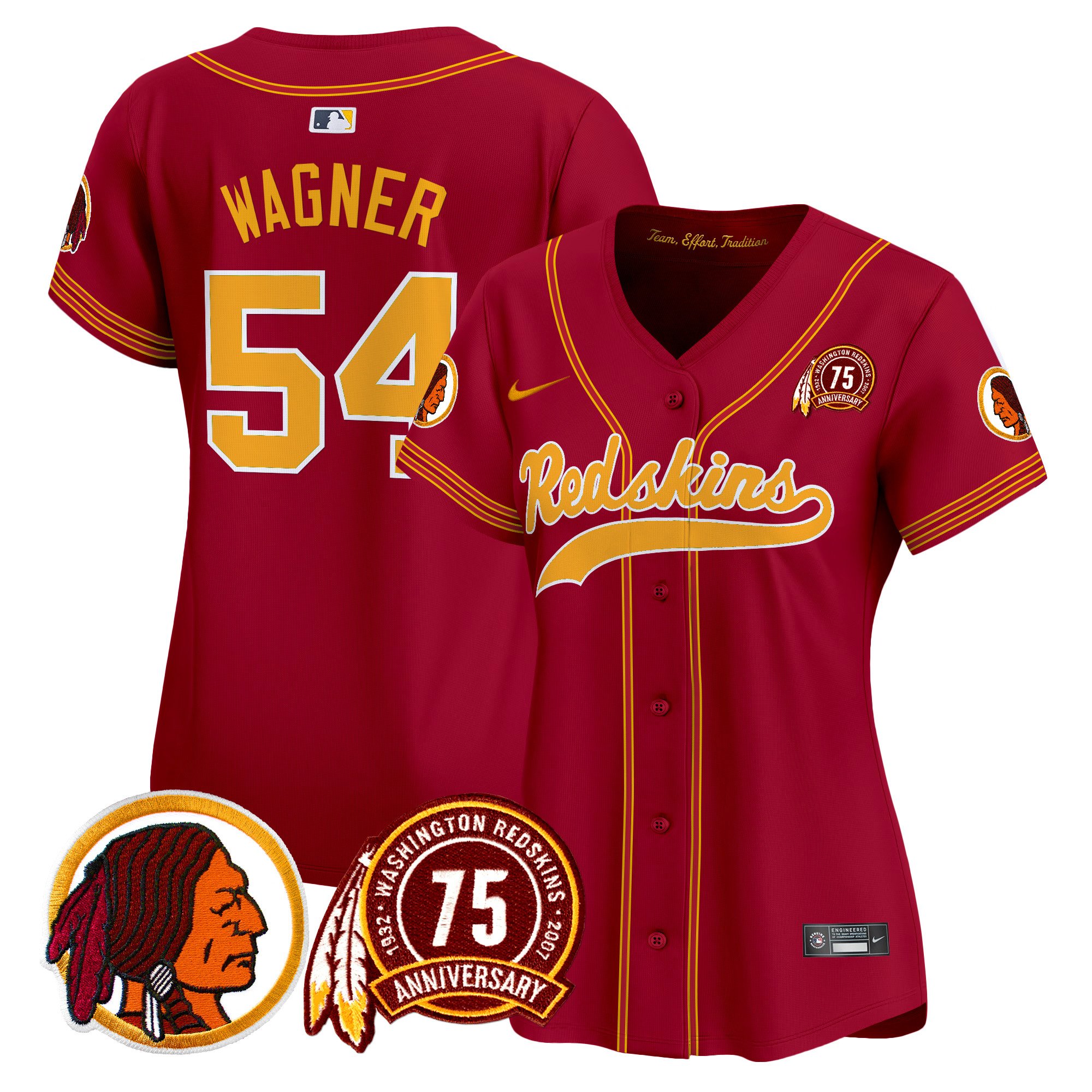 Women's Washington Redskins 75th Patch Throwback Vapor Premier Limited Jersey - All Stitched - Image 28