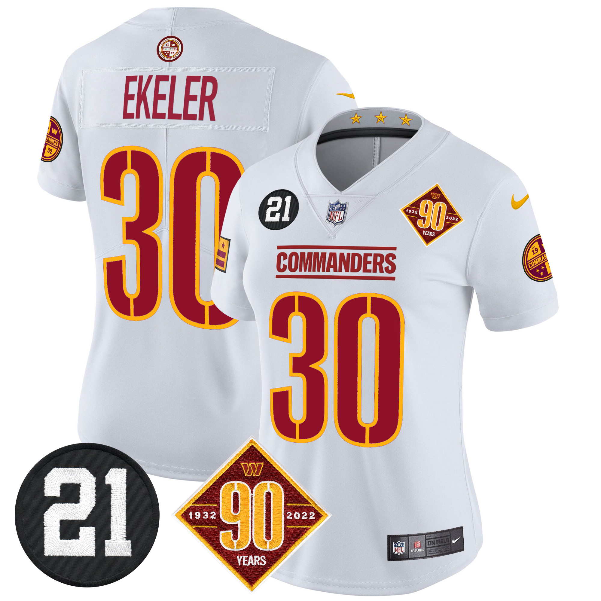 Women's Washington Commanders 90th & Sean Taylor Patch Vapor Limited Jersey - All Stitched - Image 36