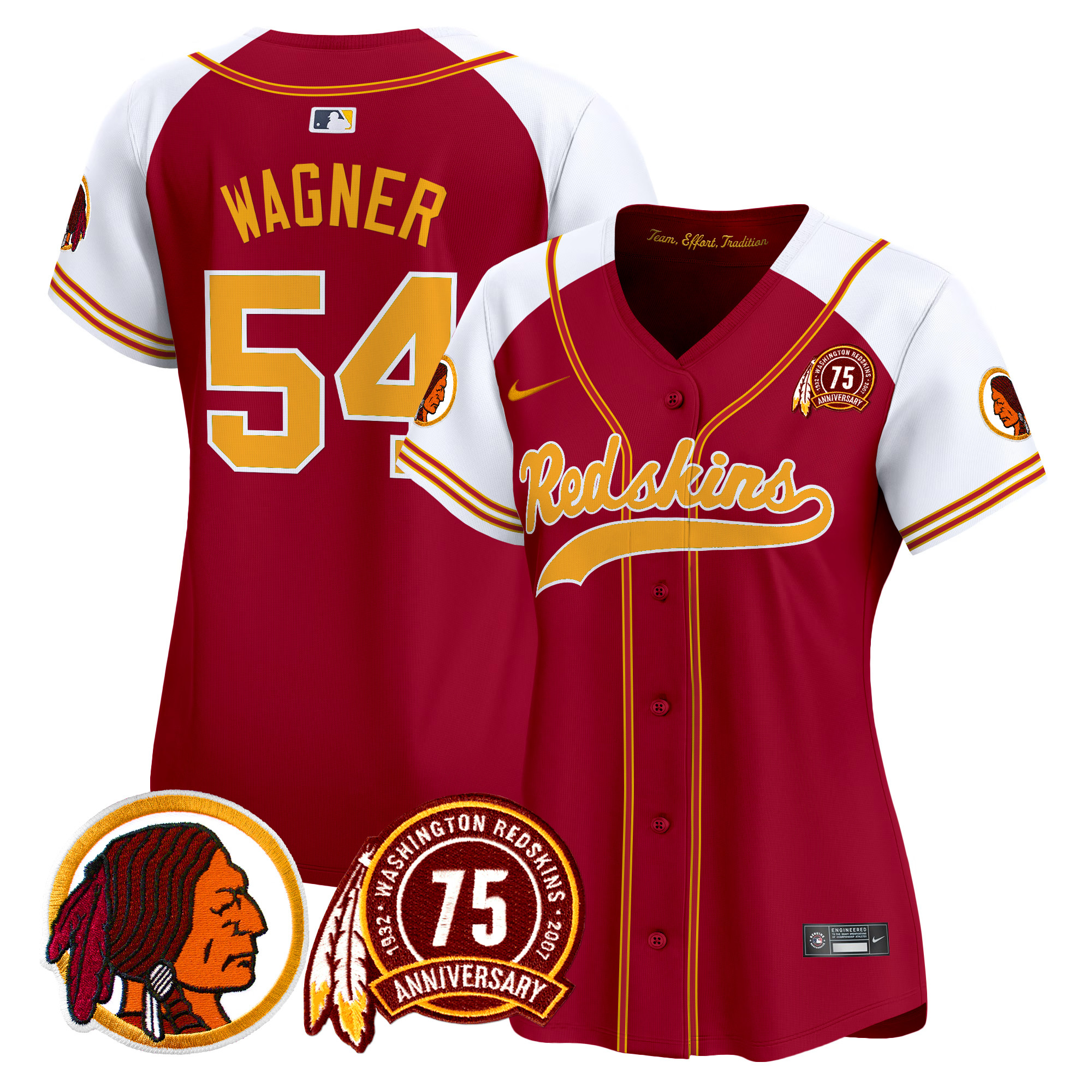 Women's Washington Redskins 75th Patch Throwback Vapor Premier Limited Jersey - All Stitched - Image 4