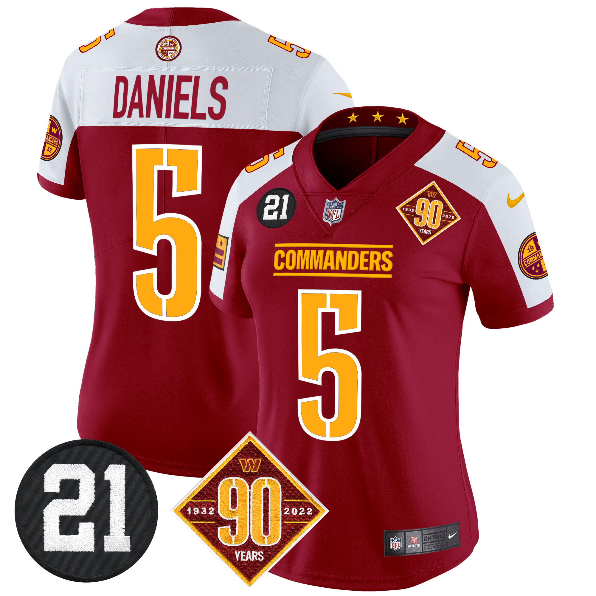 Women's Washington Commanders 90th & Sean Taylor Patch Vapor Limited Jersey - All Stitched