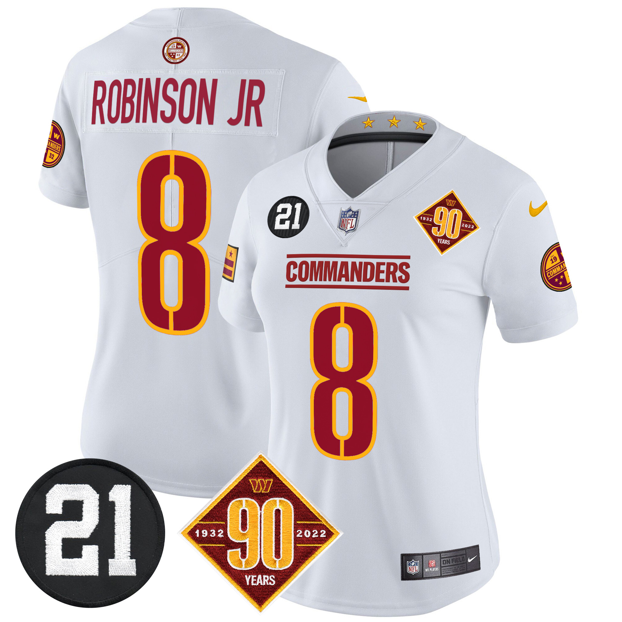 Women's Washington Commanders 90th & Sean Taylor Patch Vapor Limited Jersey - All Stitched - Image 35