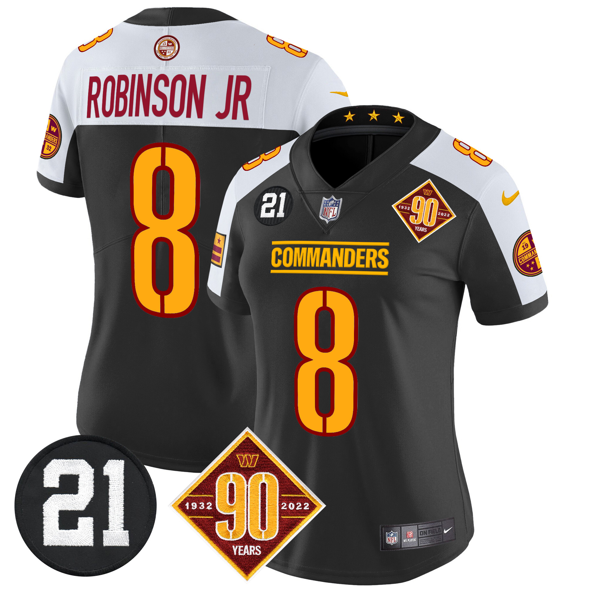 Women's Washington Commanders 90th & Sean Taylor Patch Vapor Limited Jersey - All Stitched - Image 11