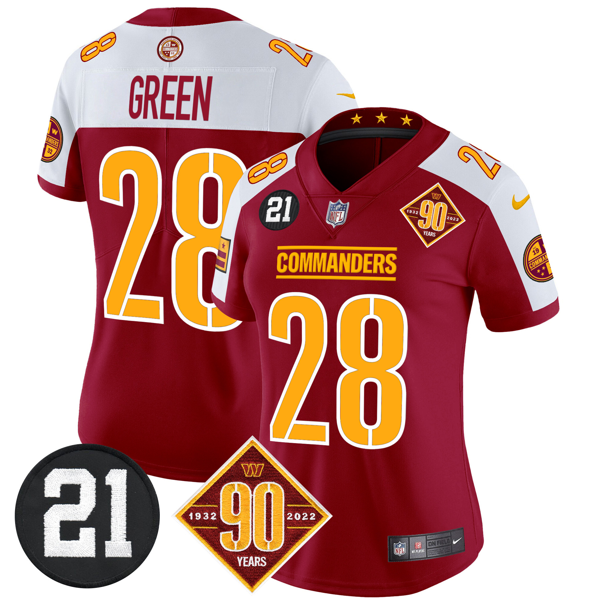 Women's Washington Commanders 90th & Sean Taylor Patch Vapor Limited Jersey - All Stitched - Image 7