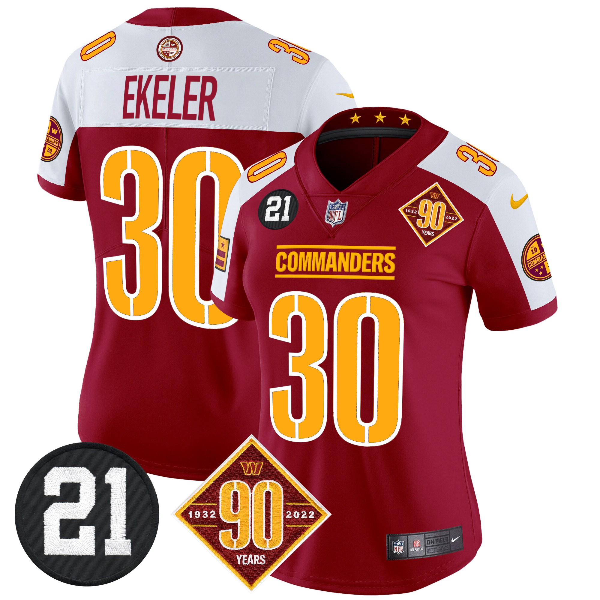 Women's Washington Commanders 90th & Sean Taylor Patch Vapor Limited Jersey - All Stitched - Image 4
