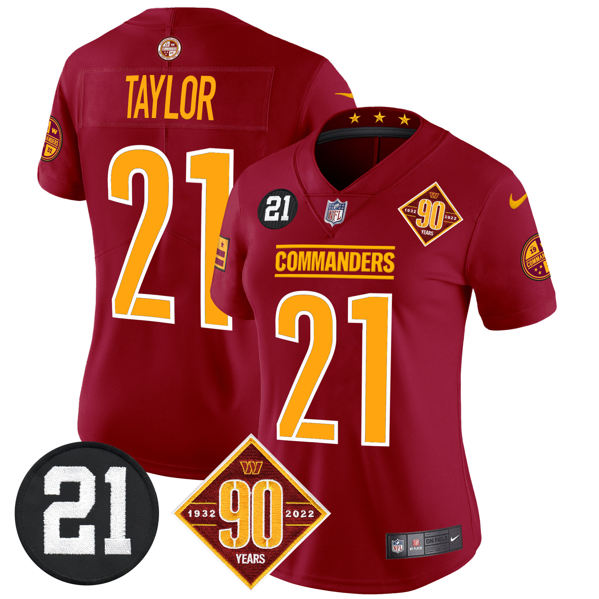 Women's Washington Commanders 90th & Sean Taylor Patch Vapor Limited Jersey - All Stitched - Image 26