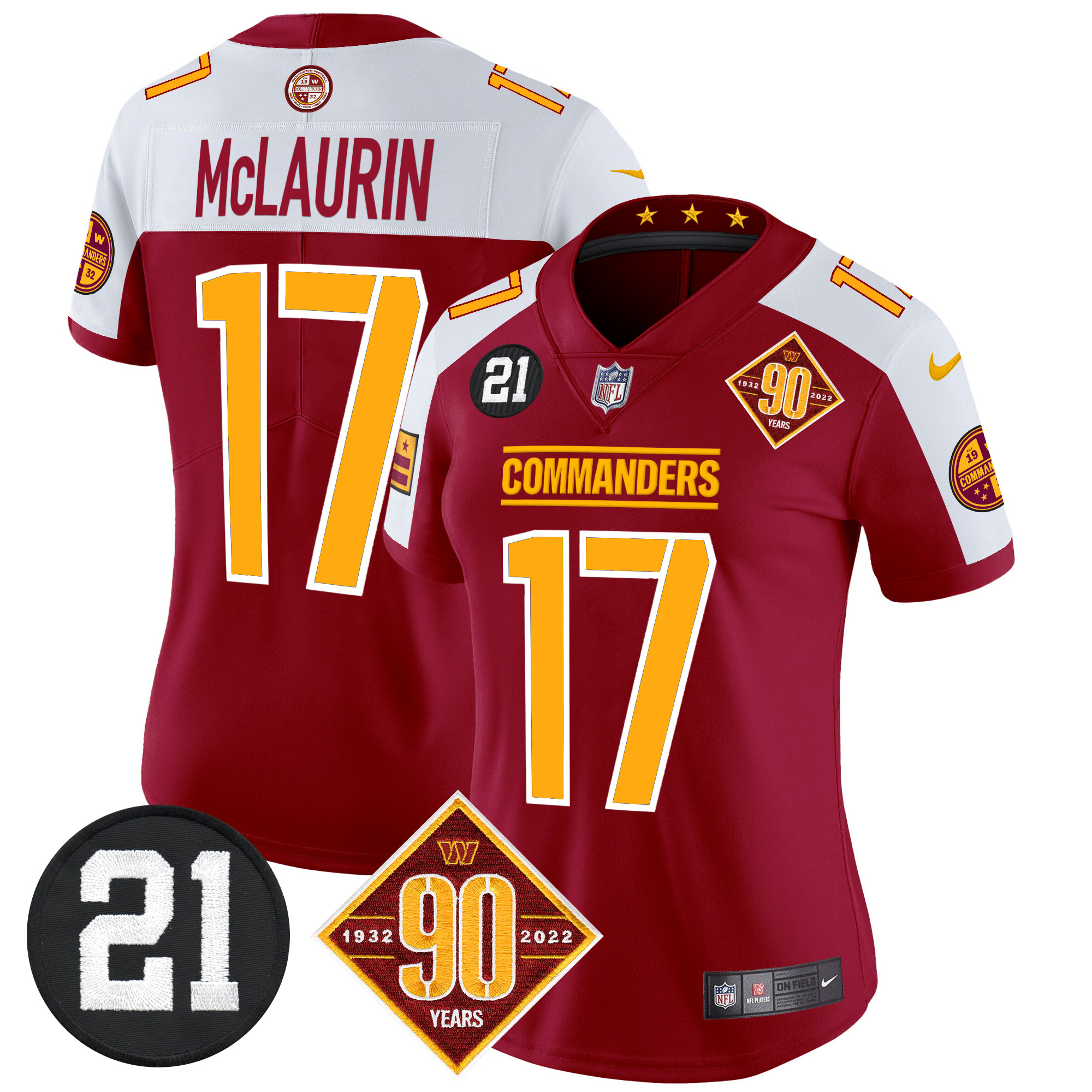 Women's Washington Commanders 90th & Sean Taylor Patch Vapor Limited Jersey - All Stitched - Image 6