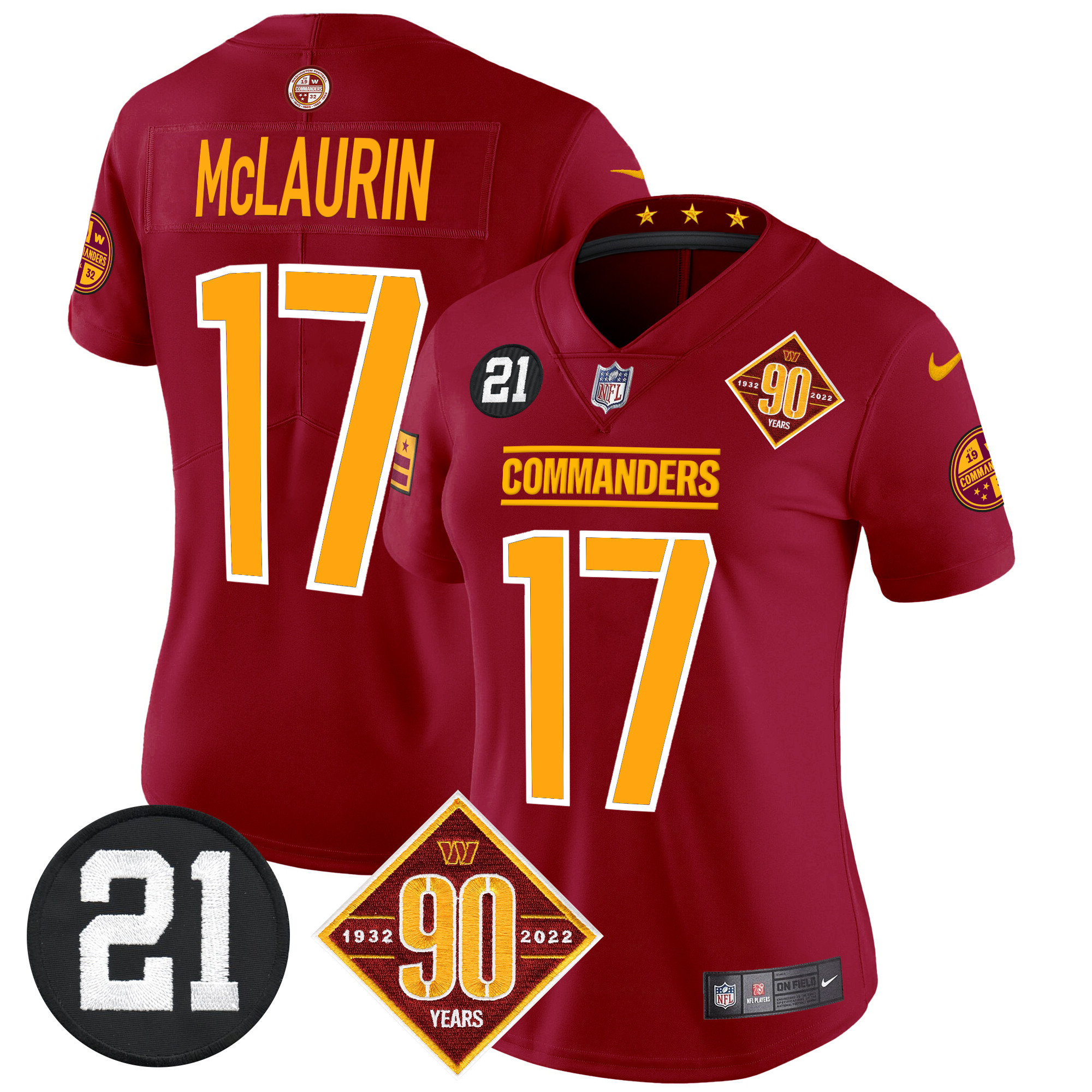 Women's Washington Commanders 90th & Sean Taylor Patch Vapor Limited Jersey - All Stitched - Image 30