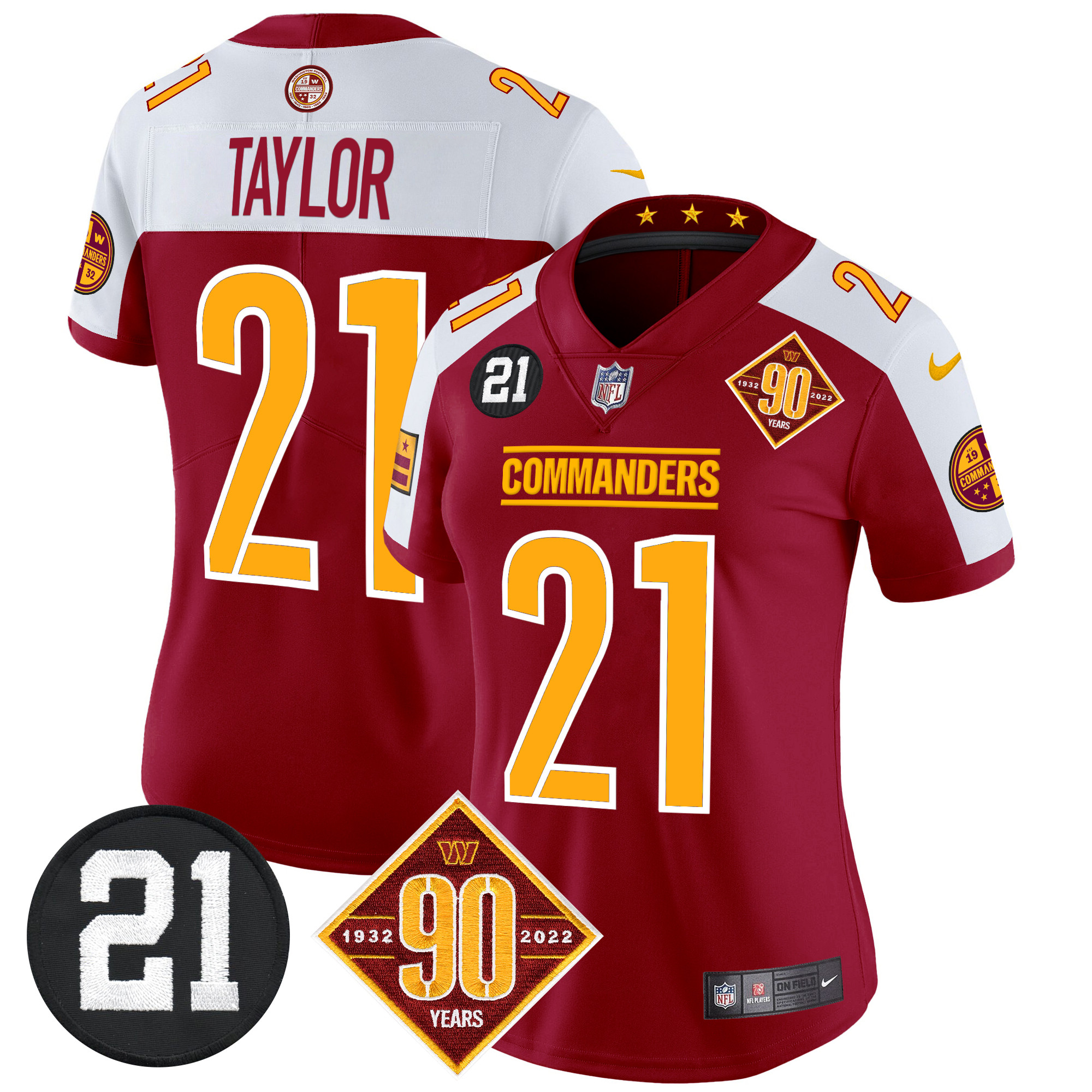 Women's Washington Commanders 90th & Sean Taylor Patch Vapor Limited Jersey - All Stitched - Image 2