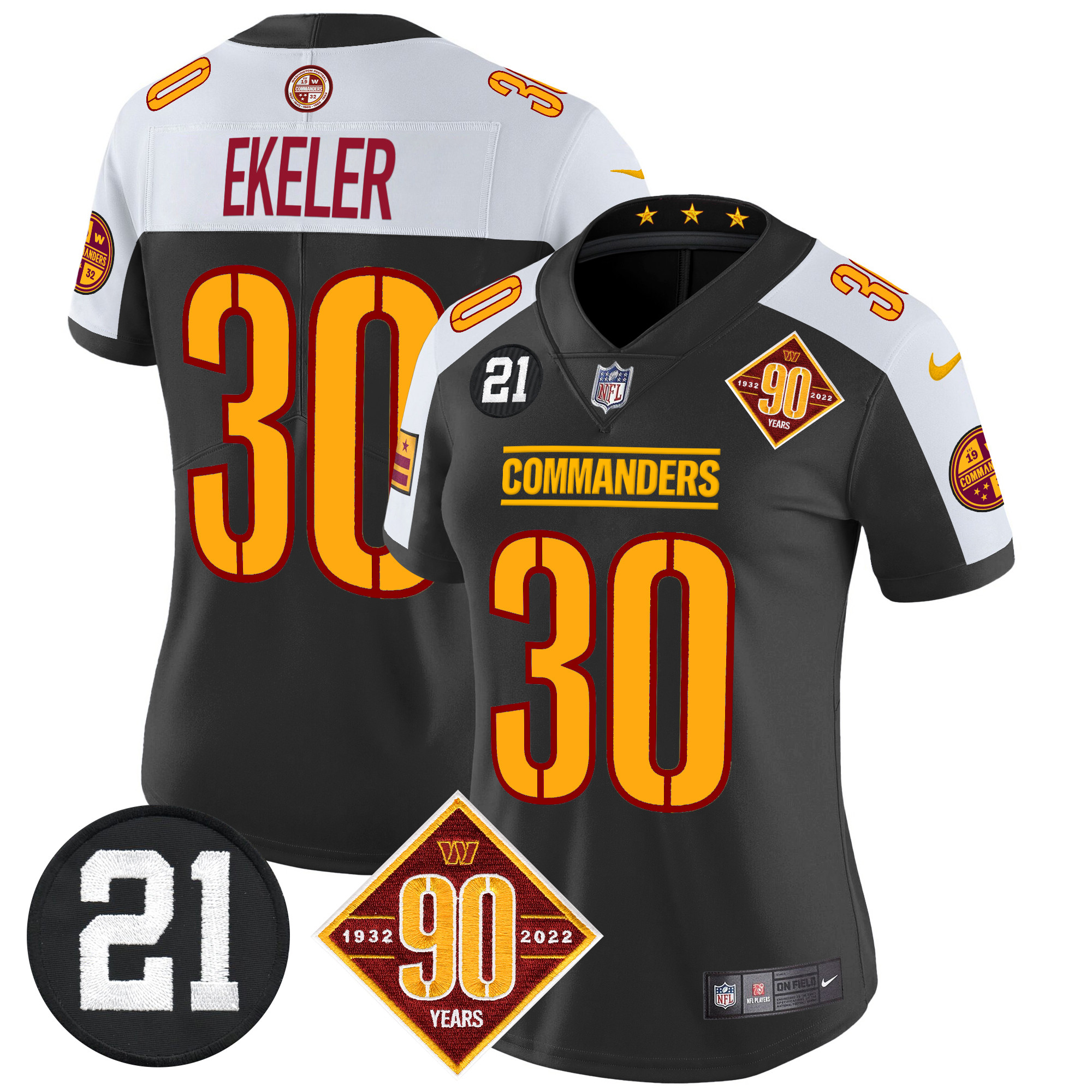 Women's Washington Commanders 90th & Sean Taylor Patch Vapor Limited Jersey - All Stitched - Image 12