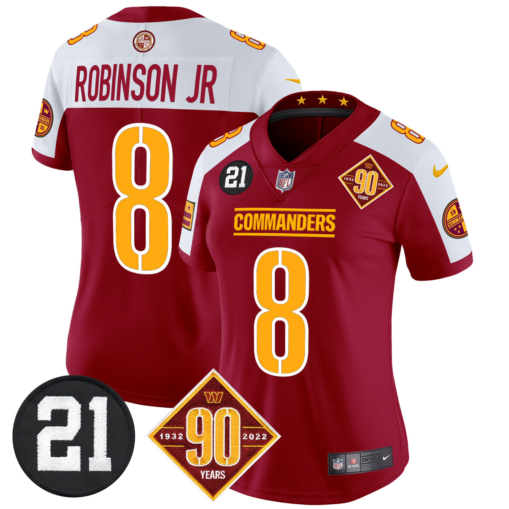 Women's Washington Commanders 90th & Sean Taylor Patch Vapor Limited Jersey - All Stitched - Image 3