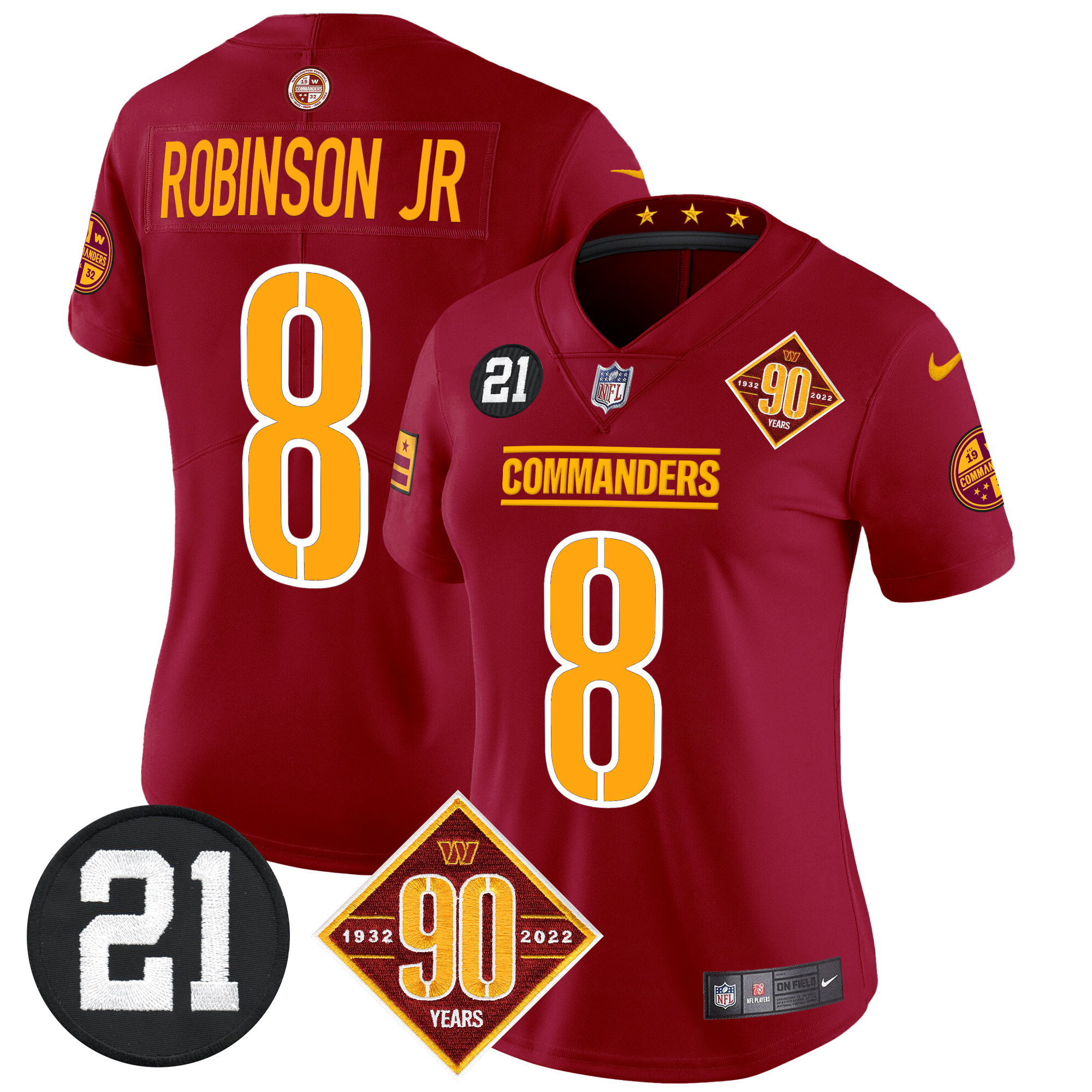 Women's Washington Commanders 90th & Sean Taylor Patch Vapor Limited Jersey - All Stitched - Image 27