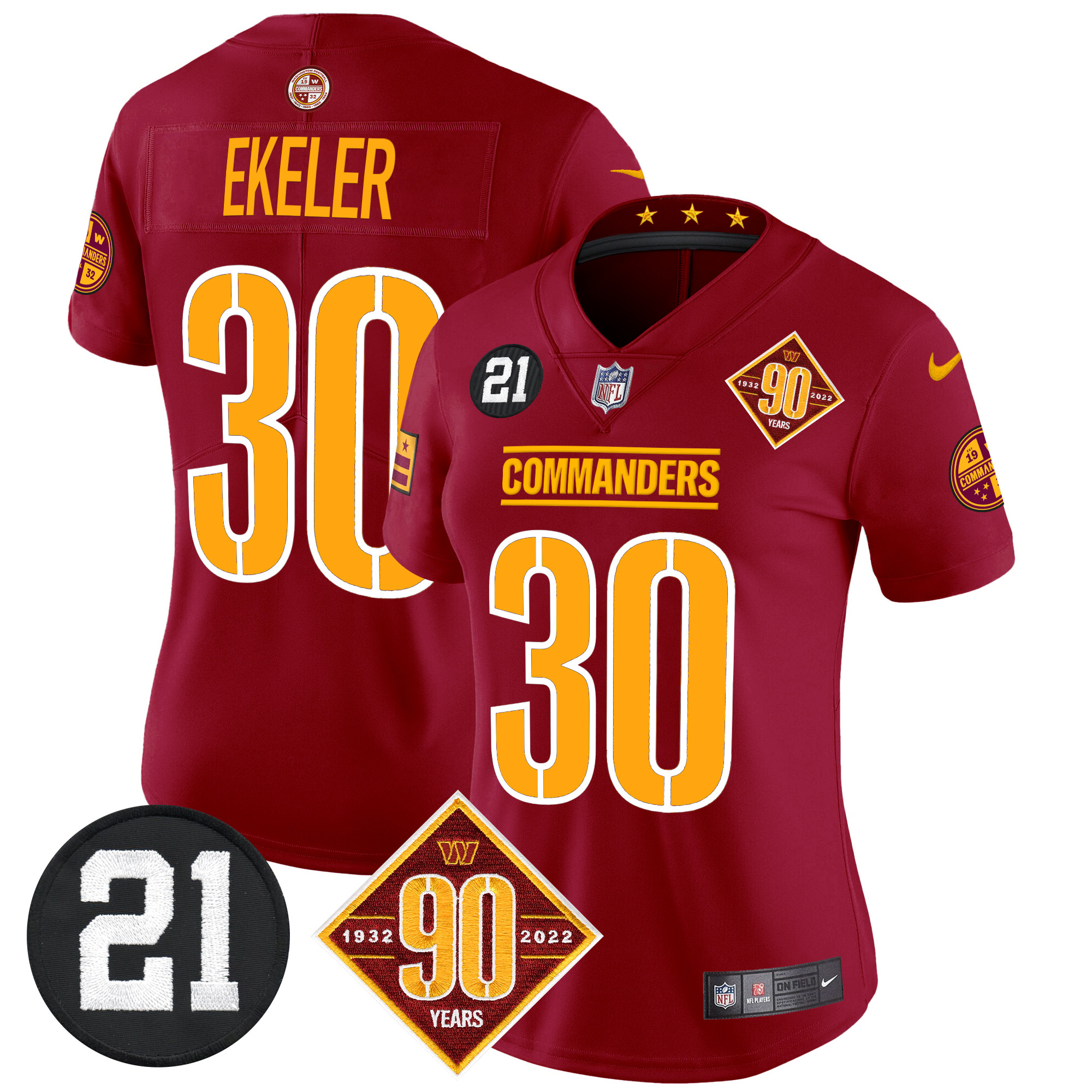 Women's Washington Commanders 90th & Sean Taylor Patch Vapor Limited Jersey - All Stitched - Image 28