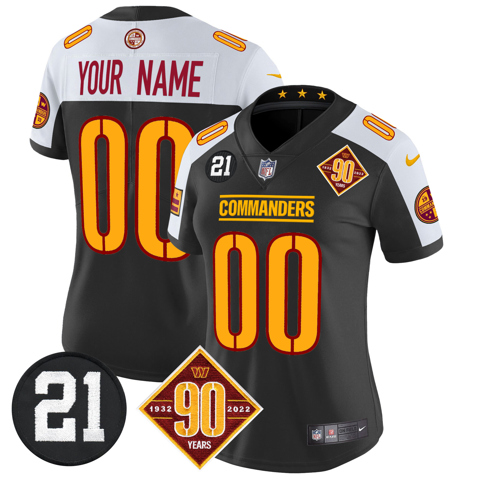 Washington Commanders 90th & Sean Taylor Patch Vapor Limited Custom Jersey - All Stitched - Image 8