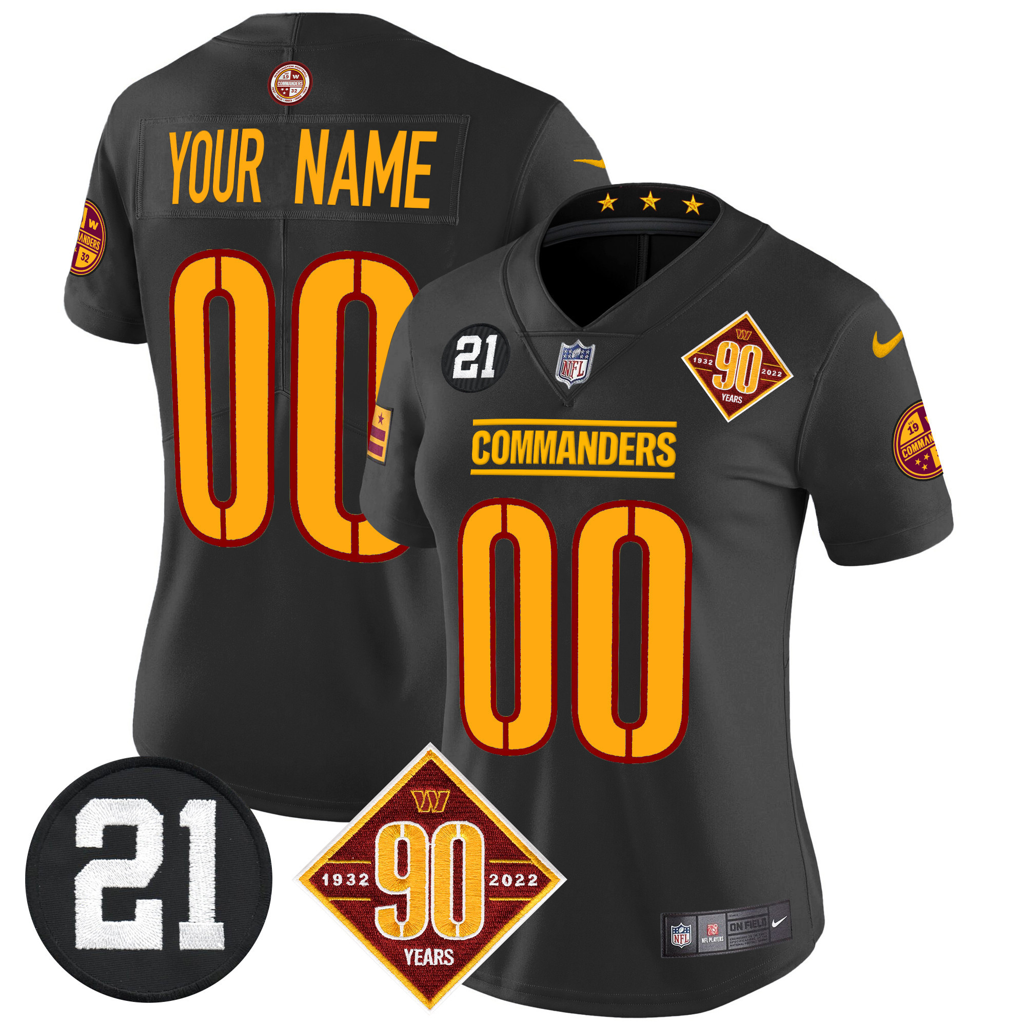 Washington Commanders 90th & Sean Taylor Patch Vapor Limited Custom Jersey - All Stitched - Image 9