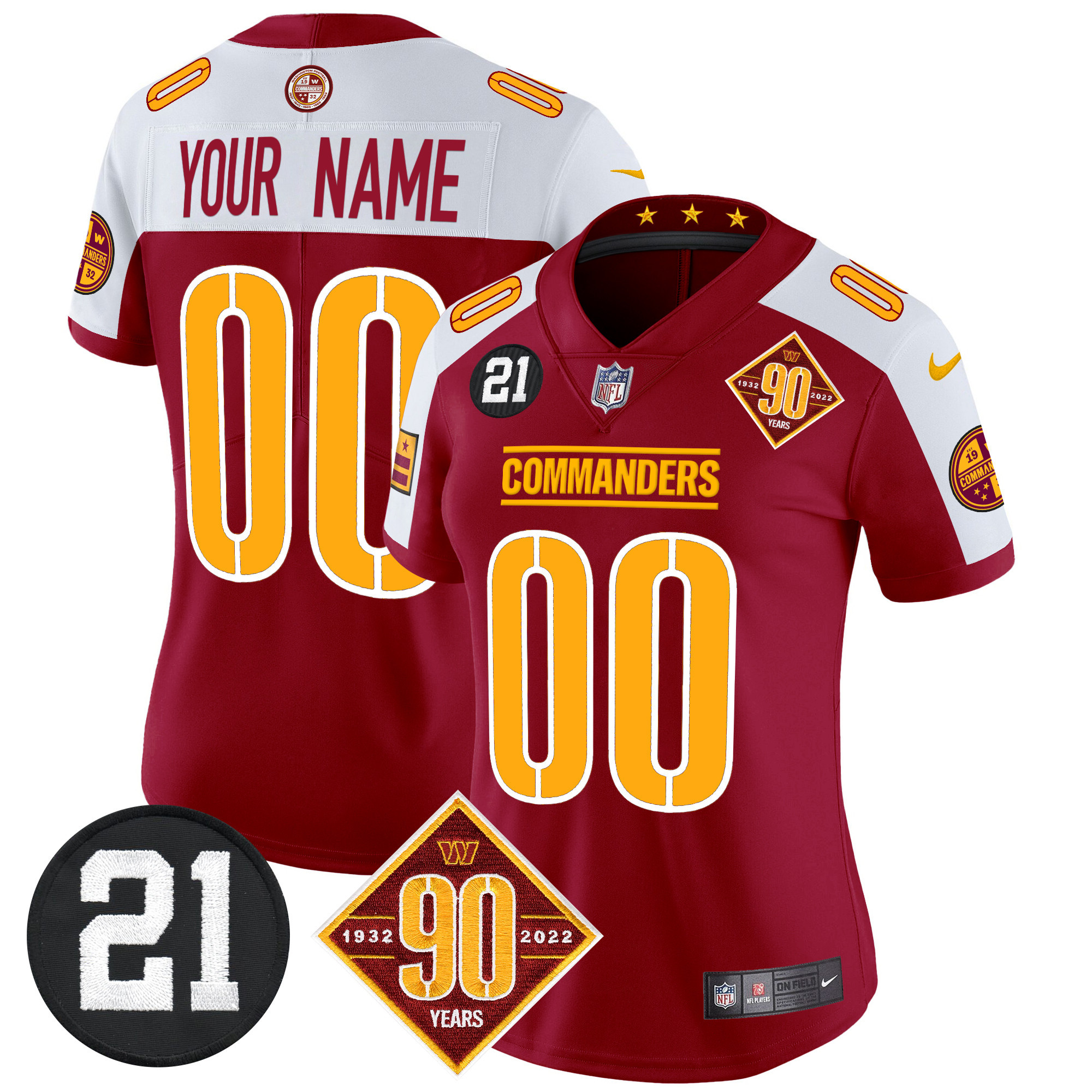 Washington Commanders 90th & Sean Taylor Patch Vapor Limited Custom Jersey - All Stitched - Image 7