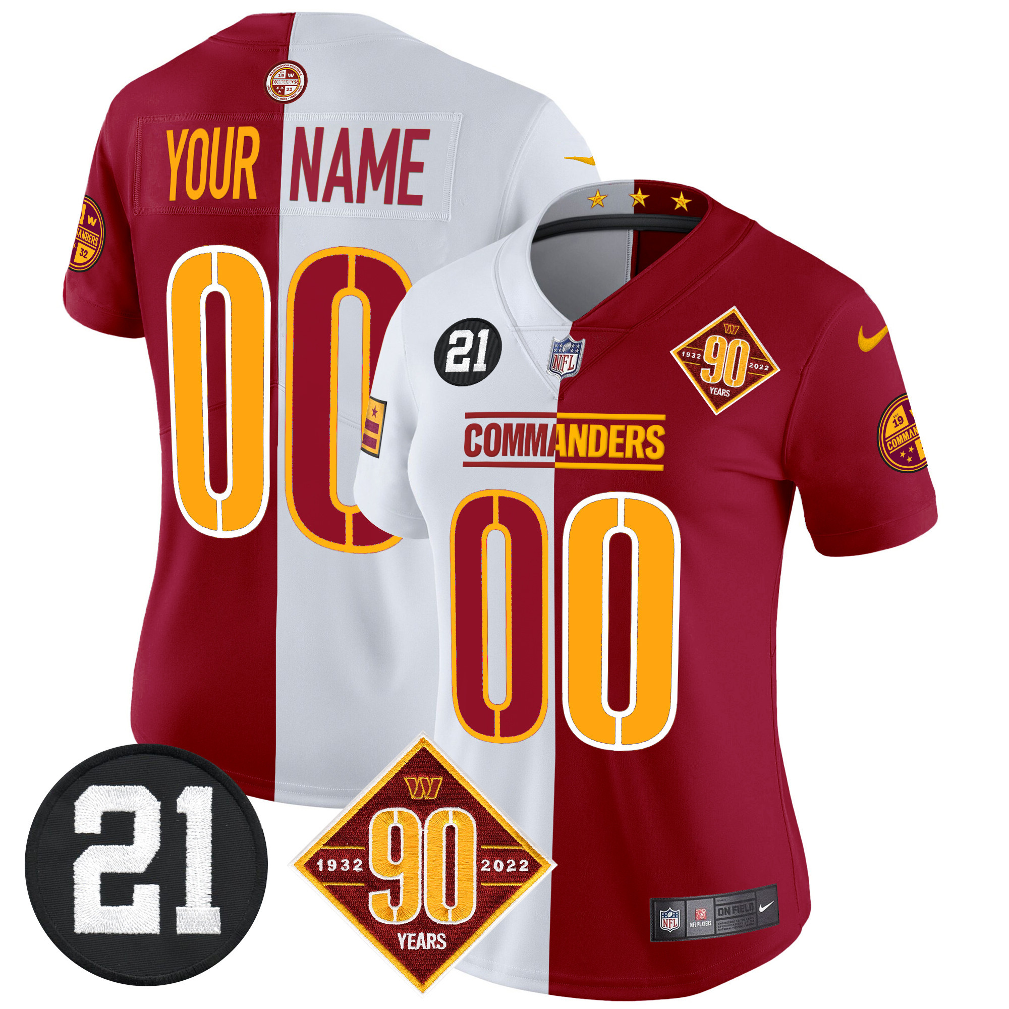 Washington Commanders 90th & Sean Taylor Patch Vapor Limited Custom Jersey - All Stitched - Image 12