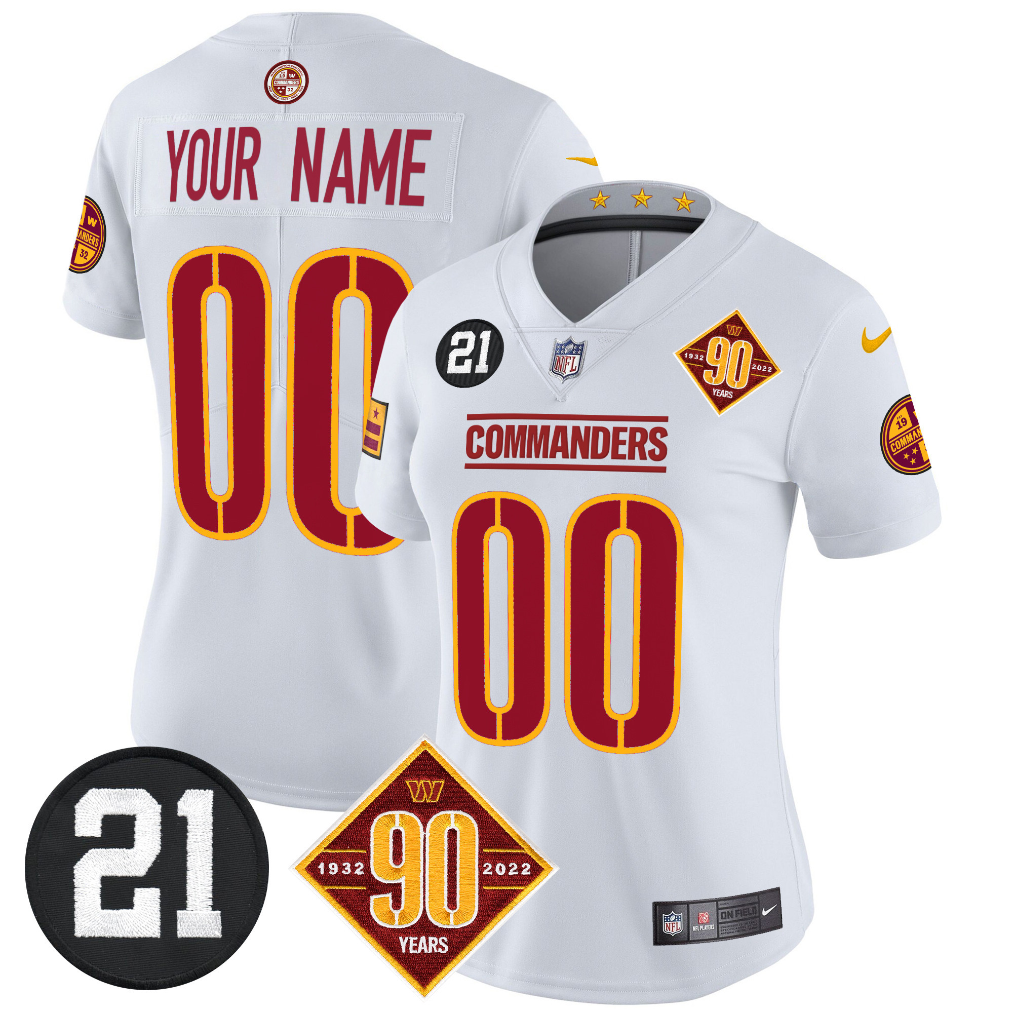 Washington Commanders 90th & Sean Taylor Patch Vapor Limited Custom Jersey - All Stitched - Image 11