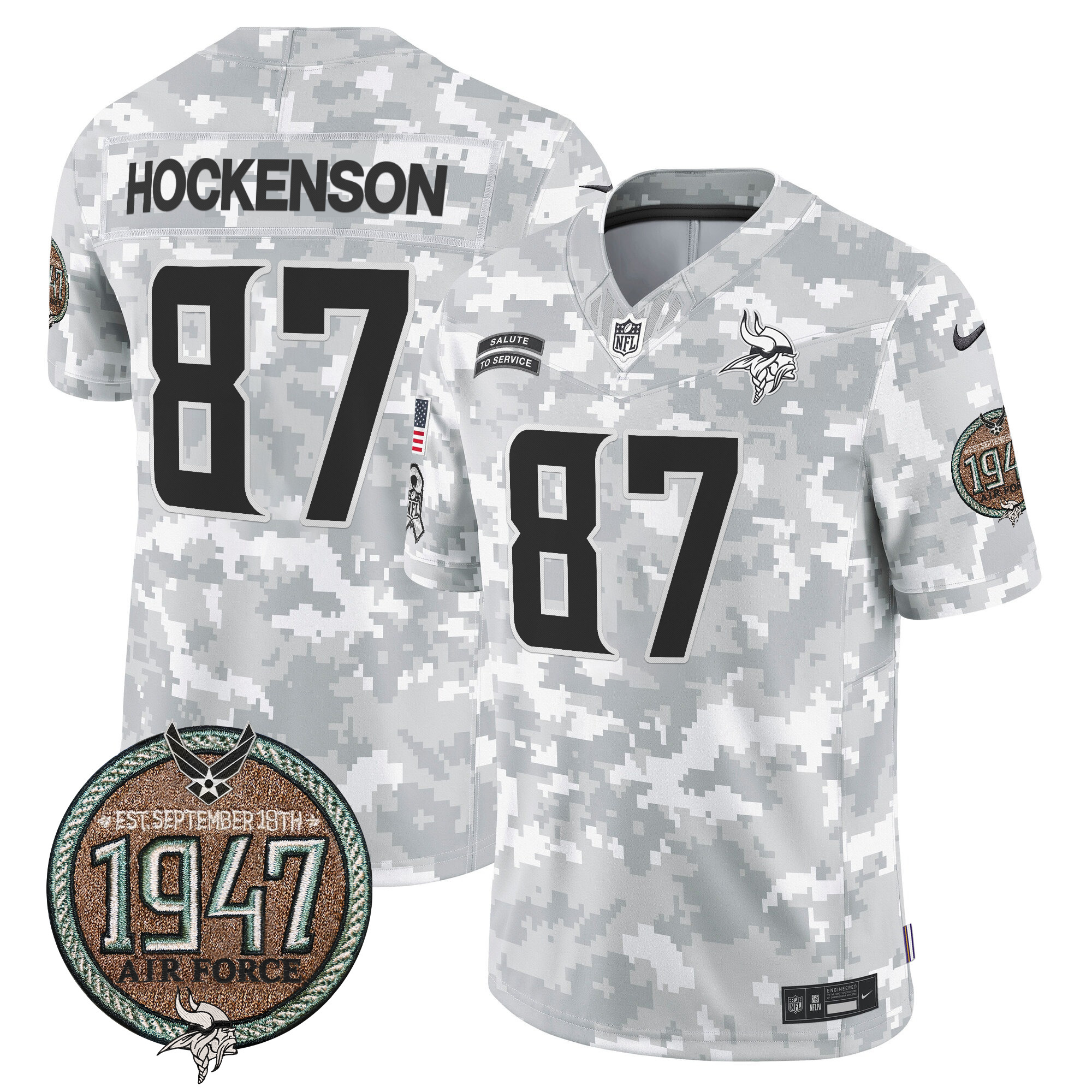Men's Vikings 2024 Salute to Service Establishment Year Patch Vapor Limited Jersey - All Stitched - Image 35