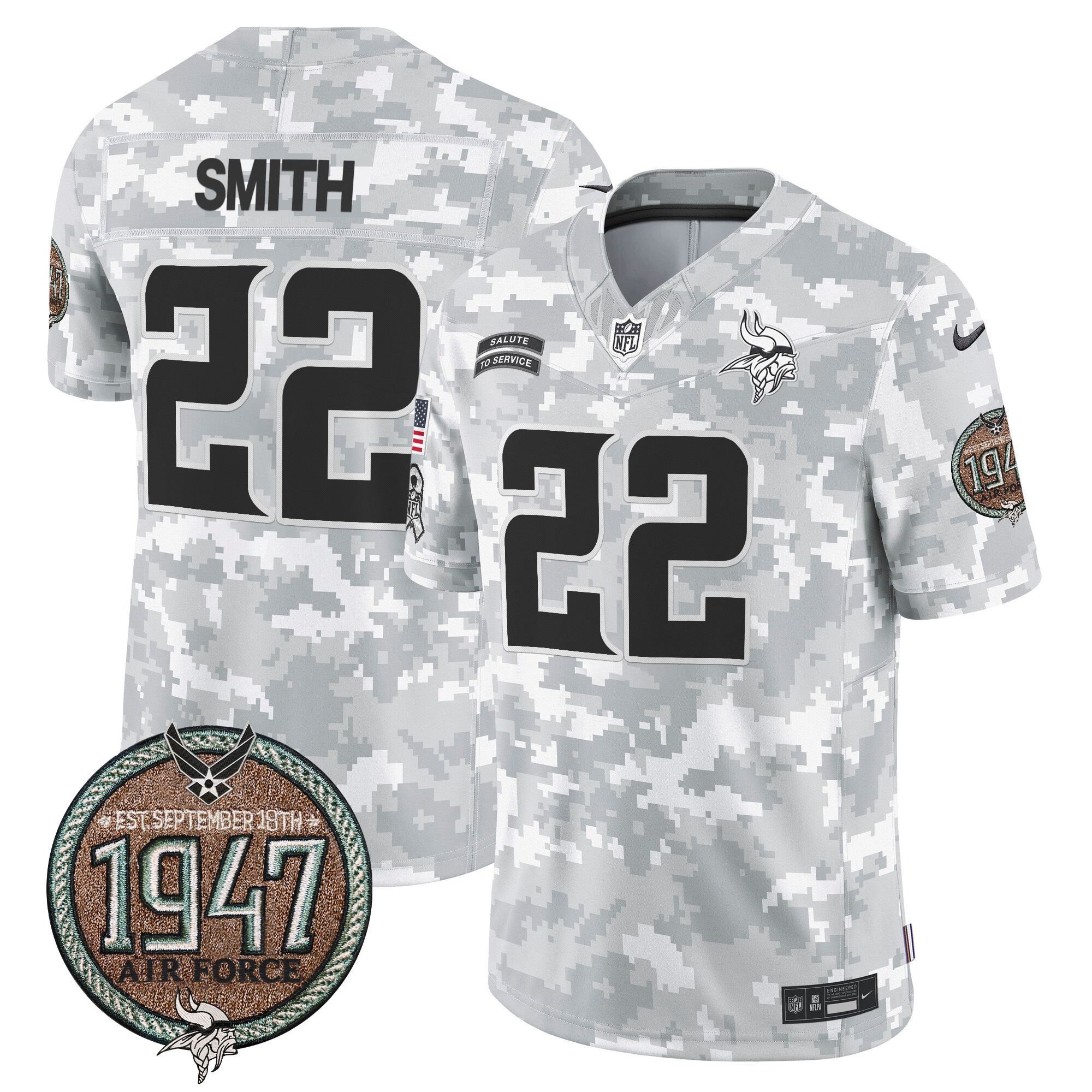 Men's Vikings 2024 Salute to Service Establishment Year Patch Vapor Limited Jersey - All Stitched - Image 34