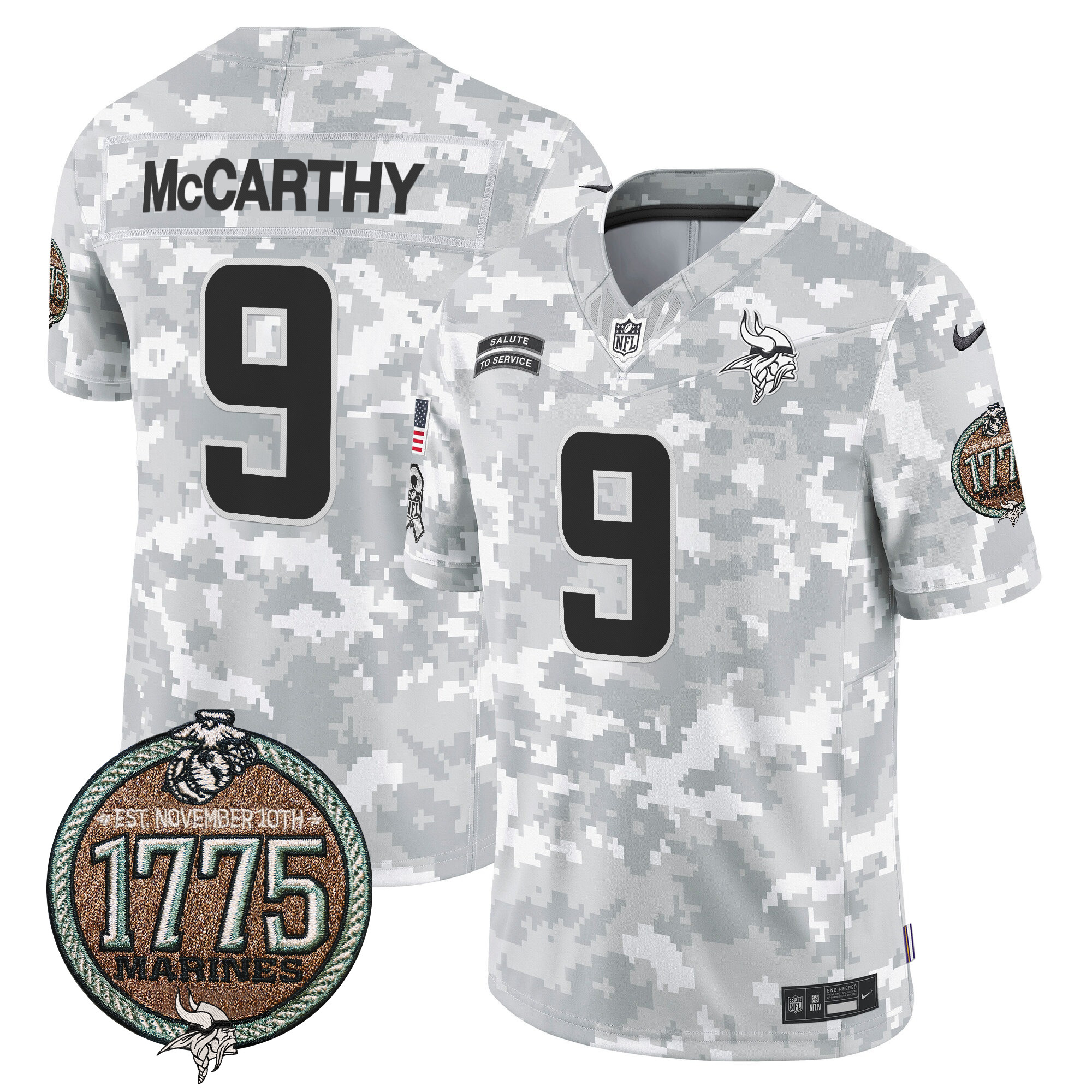 Men's Vikings 2024 Salute to Service Establishment Year Patch Vapor Limited Jersey - All Stitched - Image 3
