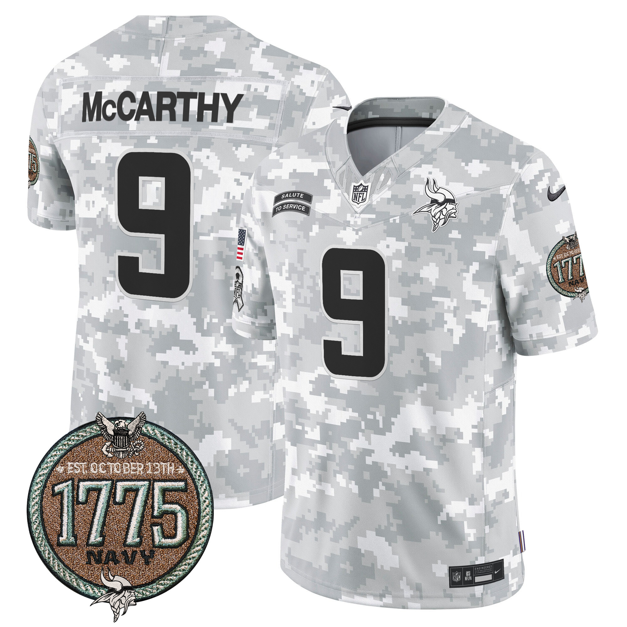 Men's Vikings 2024 Salute to Service Establishment Year Patch Vapor Limited Jersey - All Stitched - Image 21