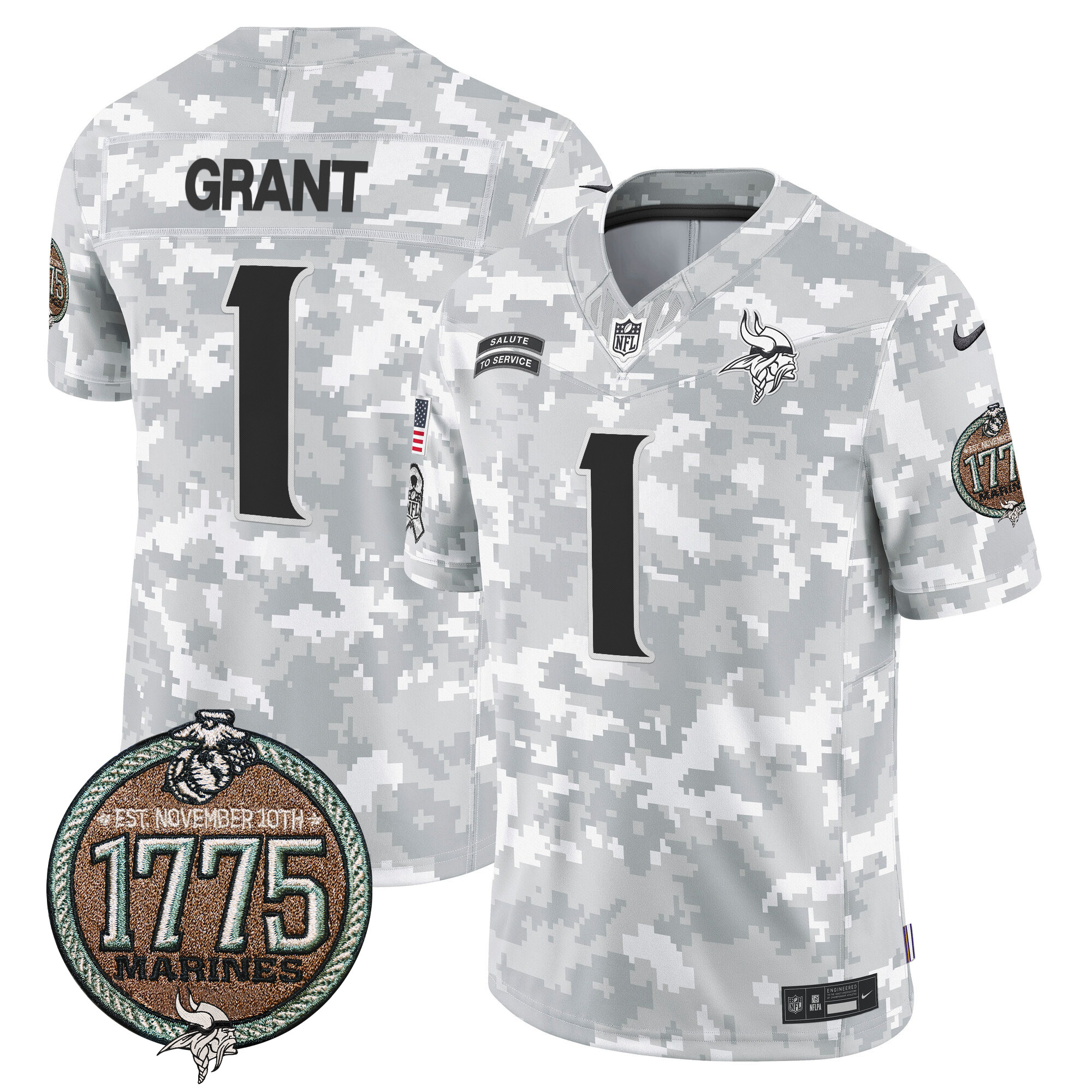 Men's Vikings 2024 Salute to Service Establishment Year Patch Vapor Limited Jersey - All Stitched - Image 6