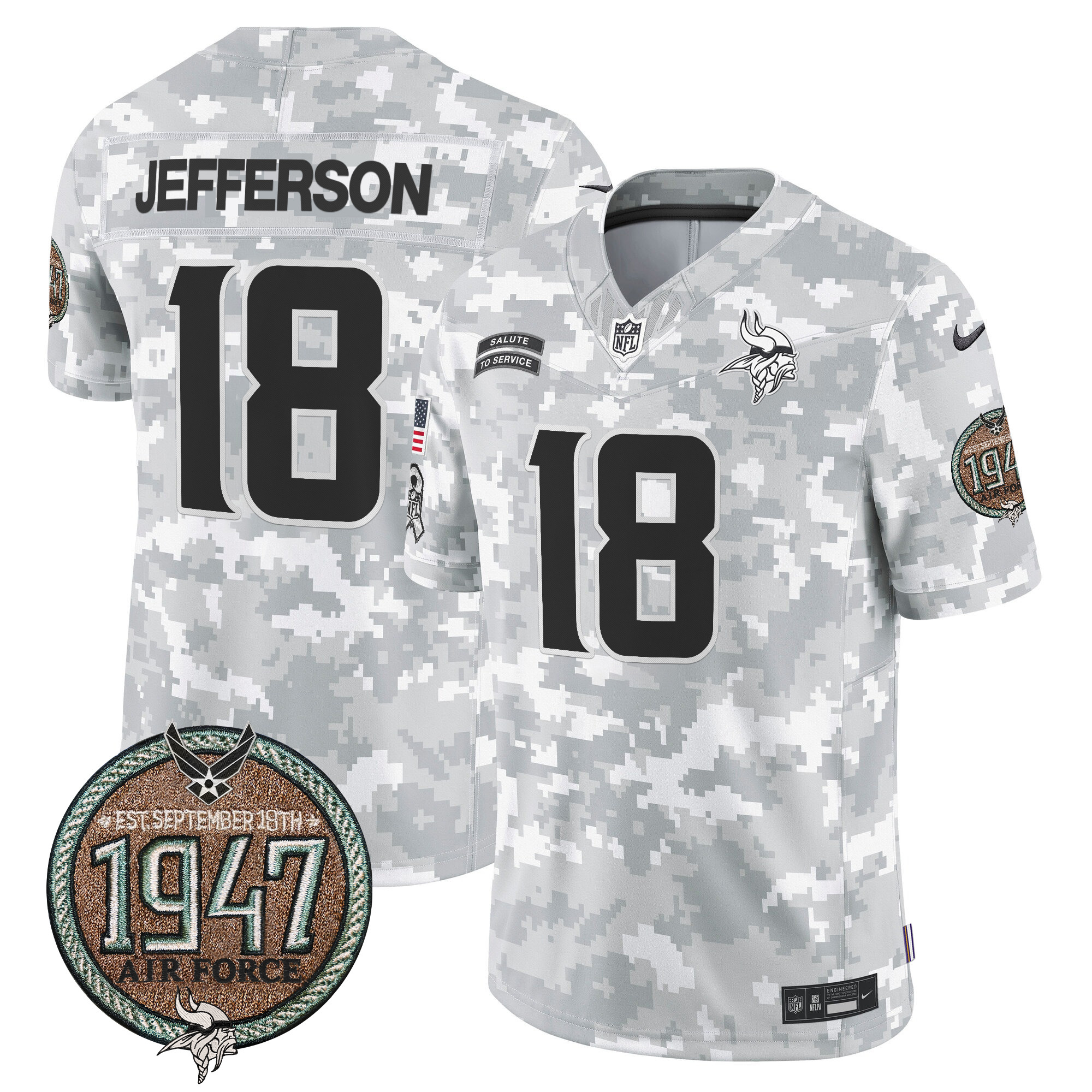 Men's Vikings 2024 Salute to Service Establishment Year Patch Vapor Limited Jersey - All Stitched - Image 29