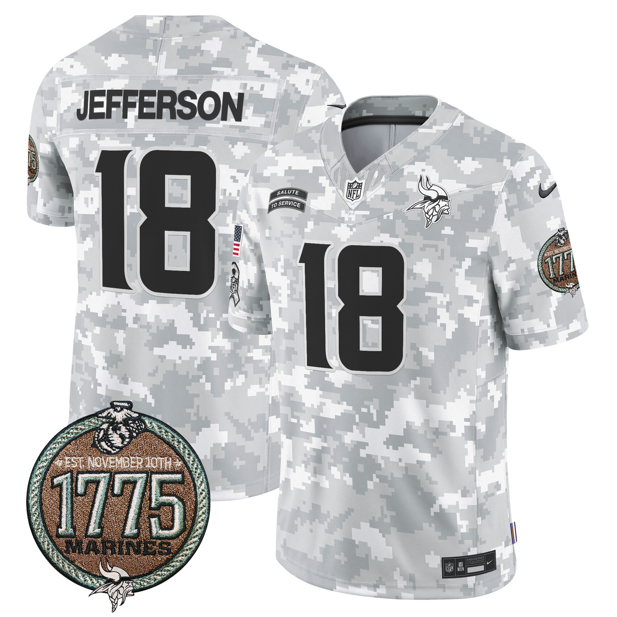 Men's Vikings 2024 Salute to Service Establishment Year Patch Vapor Limited Jersey - All Stitched - Image 2